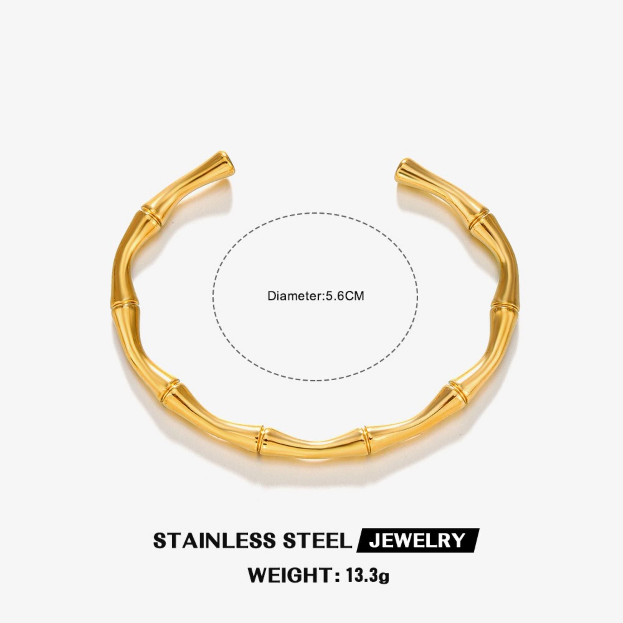 MYKI Gold-Plated Bamboo Cuff Bracelet | Anti-Tarnish(MKBRAD734G-SSYI)