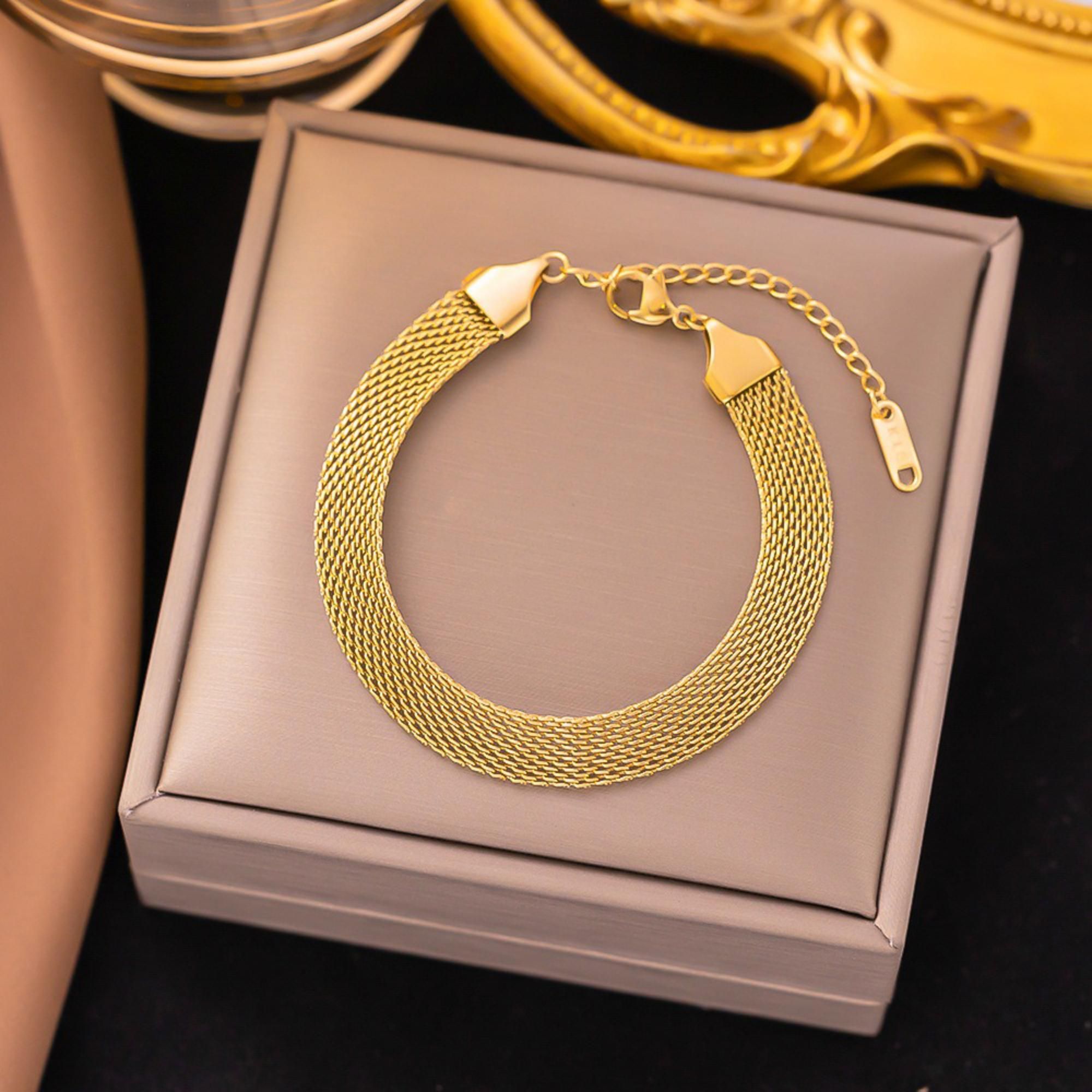 MYKI Gold-Plated Mesh Bracelet | Anti-Tarnish(MKBRAD735G-SSYI)