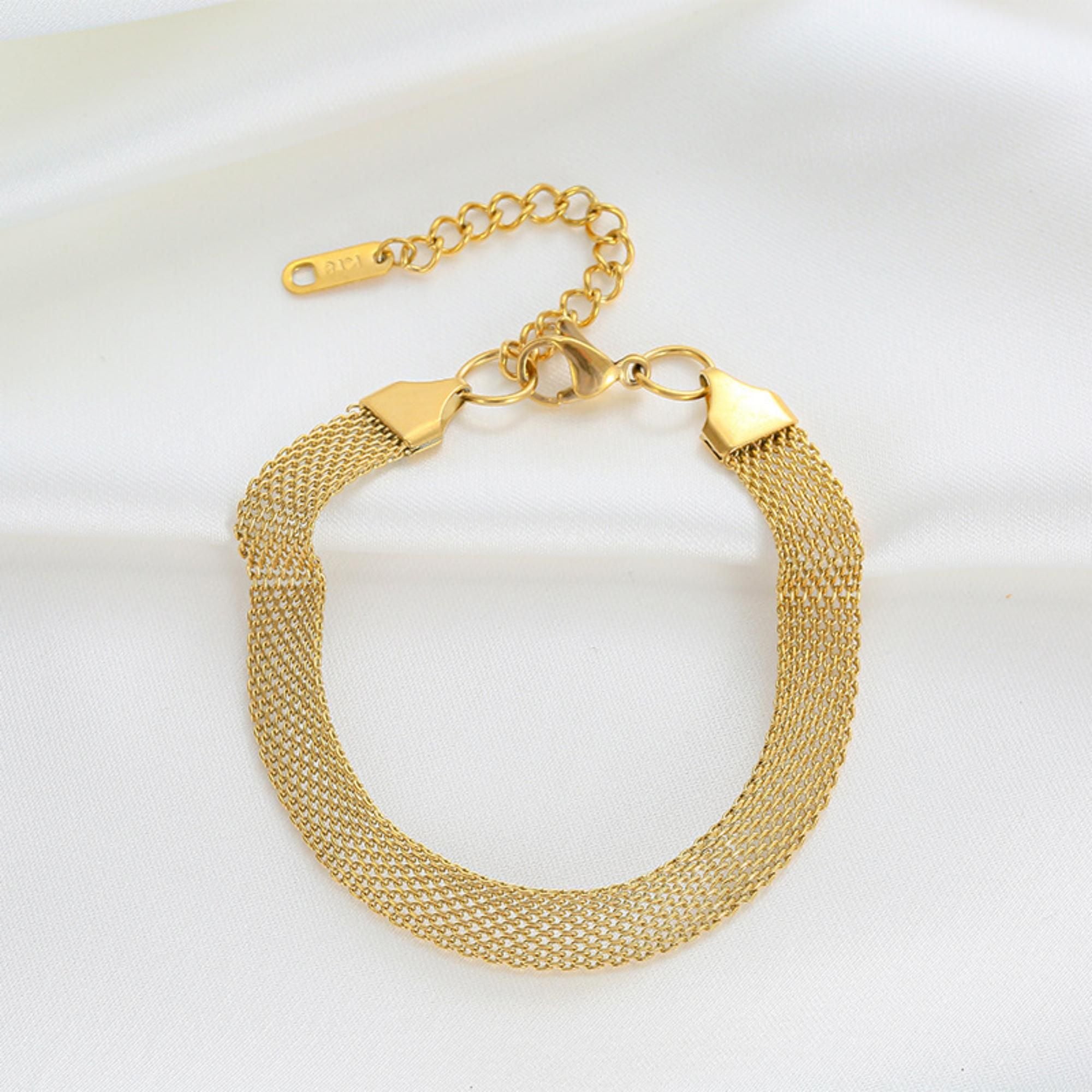 MYKI Gold-Plated Mesh Bracelet | Anti-Tarnish(MKBRAD735G-SSYI)