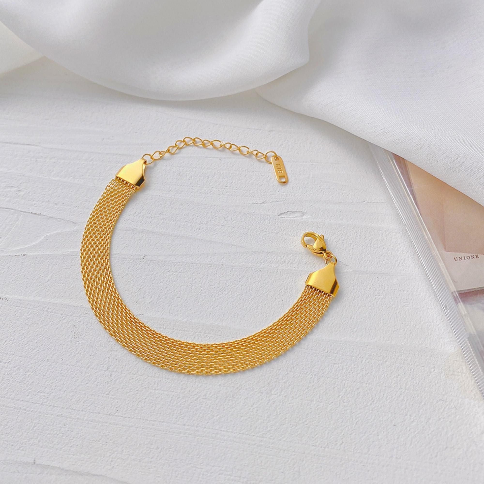 MYKI Gold-Plated Mesh Bracelet | Anti-Tarnish(MKBRAD735G-SSYI)