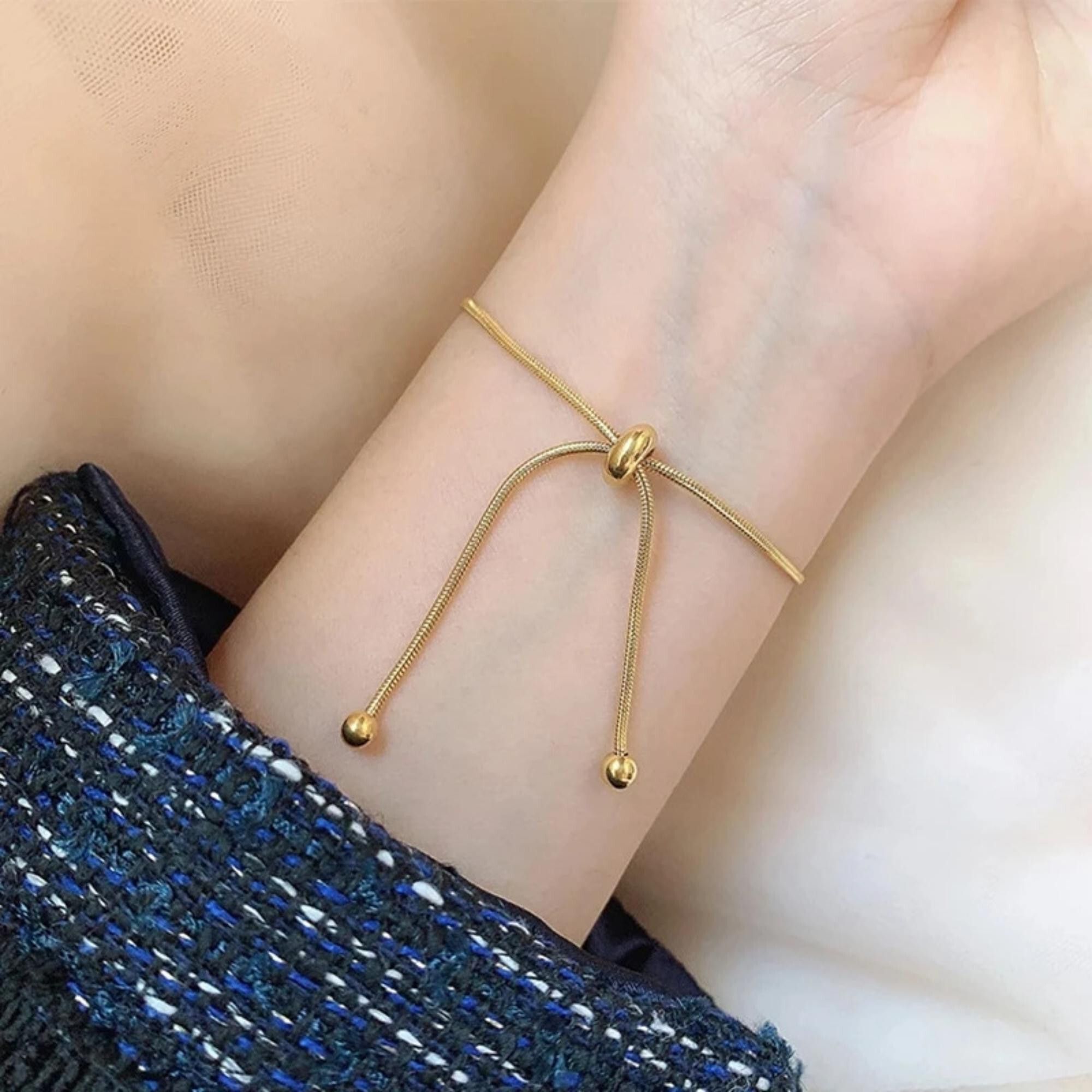 MYKI Gold-Plated Adjustable Chain Bracelet | Anti-Tarnish(MKBRAD737G-SSYI)