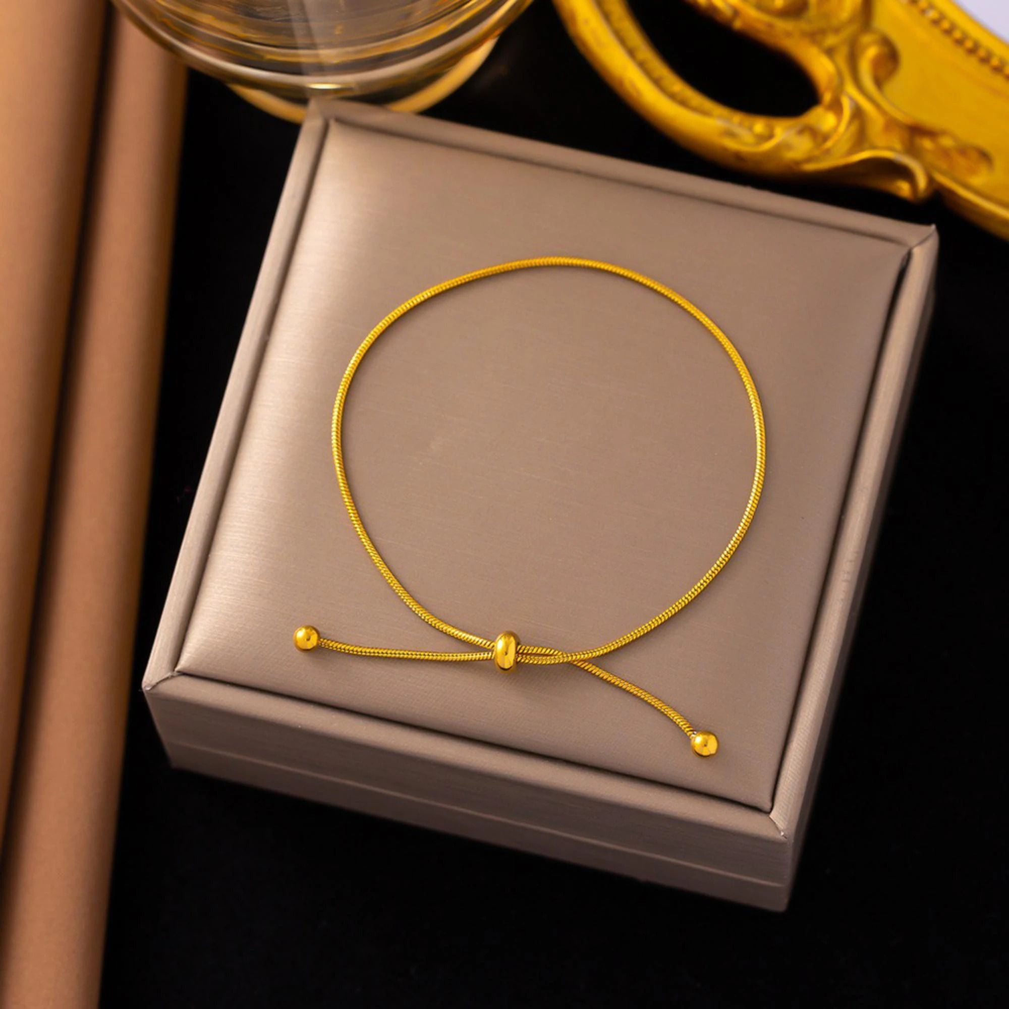 MYKI Gold-Plated Adjustable Chain Bracelet | Anti-Tarnish(MKBRAD737G-SSYI)