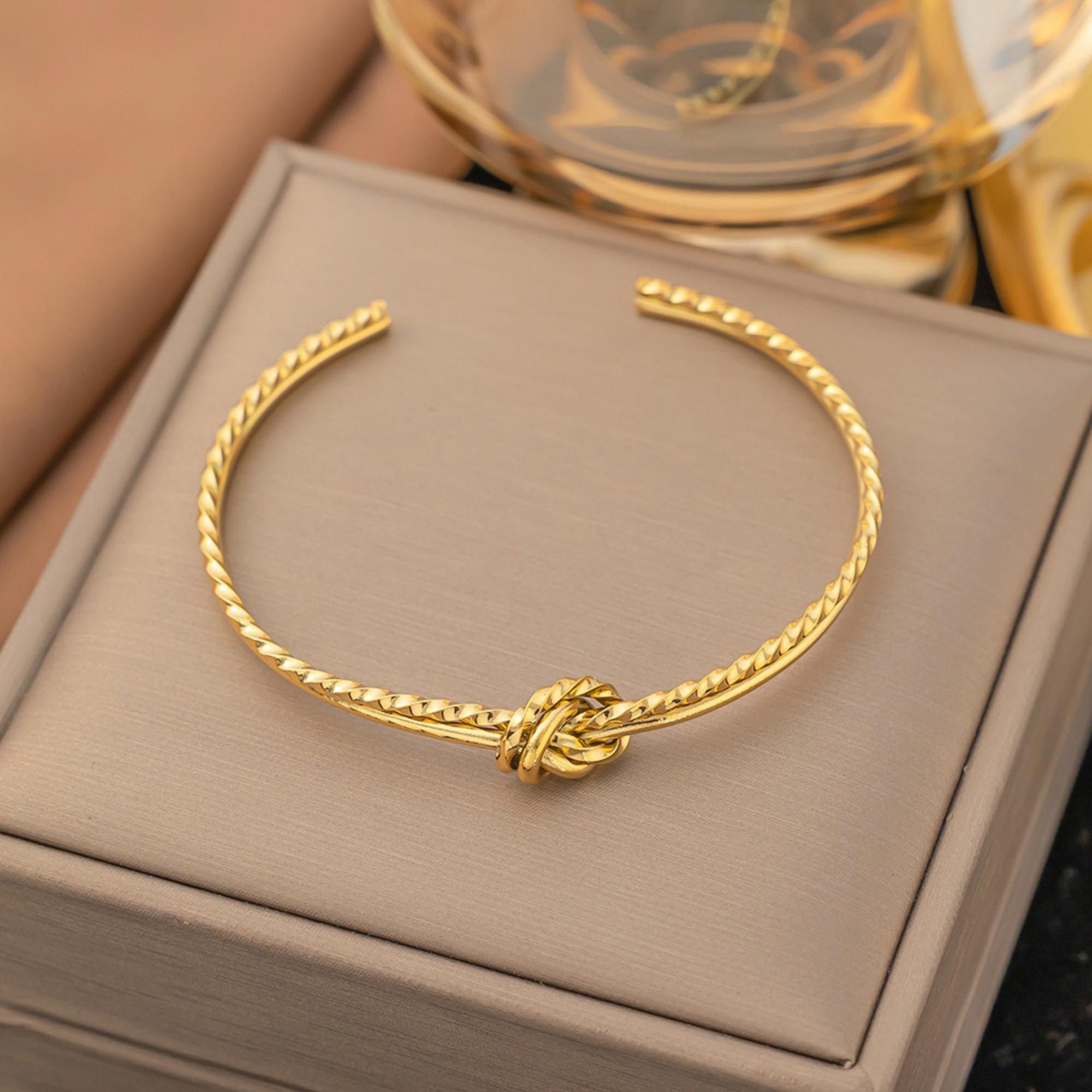 MYKI Gold-Plated Knot Open Bracelet | Anti-Tarnish(MKBRAD738G-SSYI)