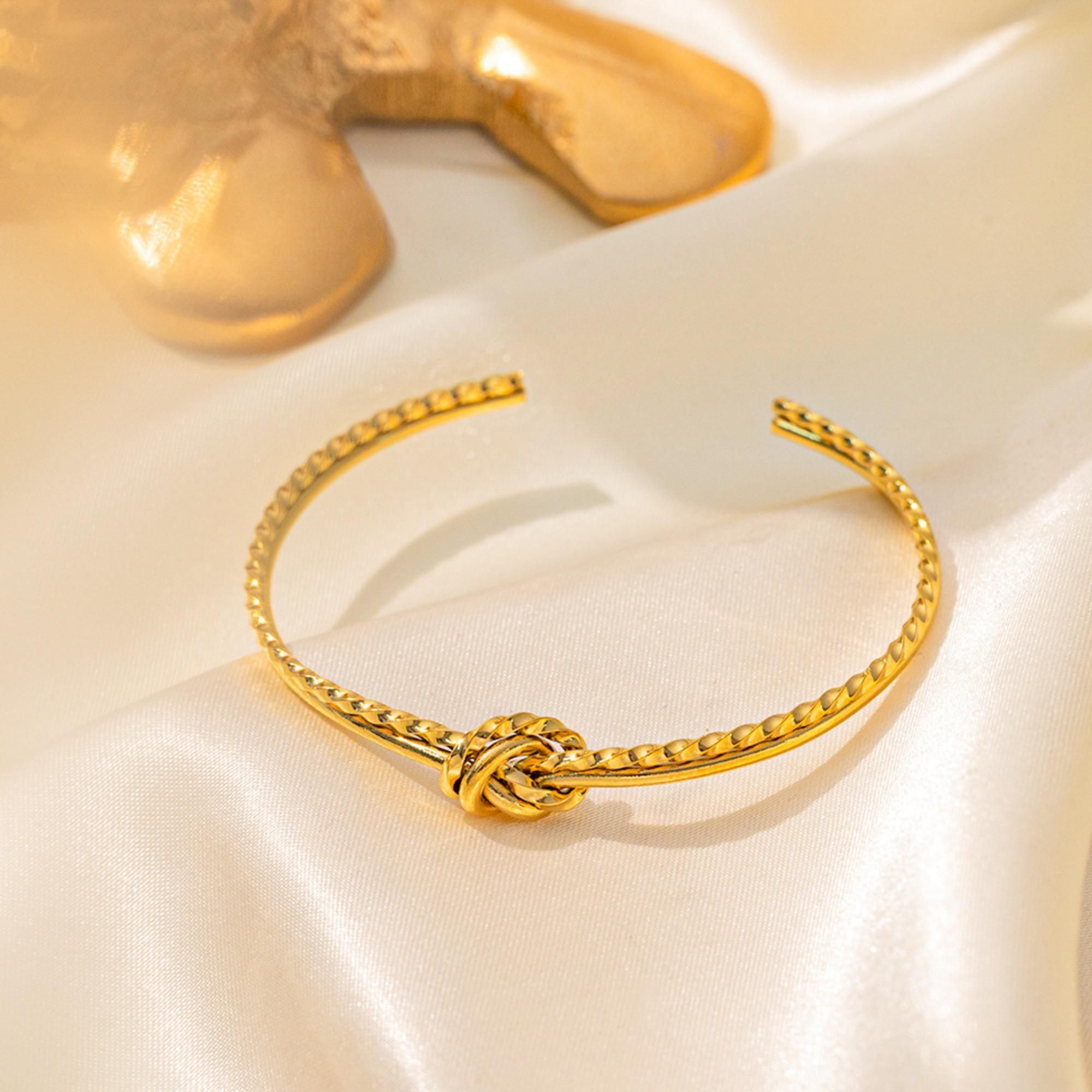 MYKI Gold-Plated Knot Open Bracelet | Anti-Tarnish(MKBRAD738G-SSYI)