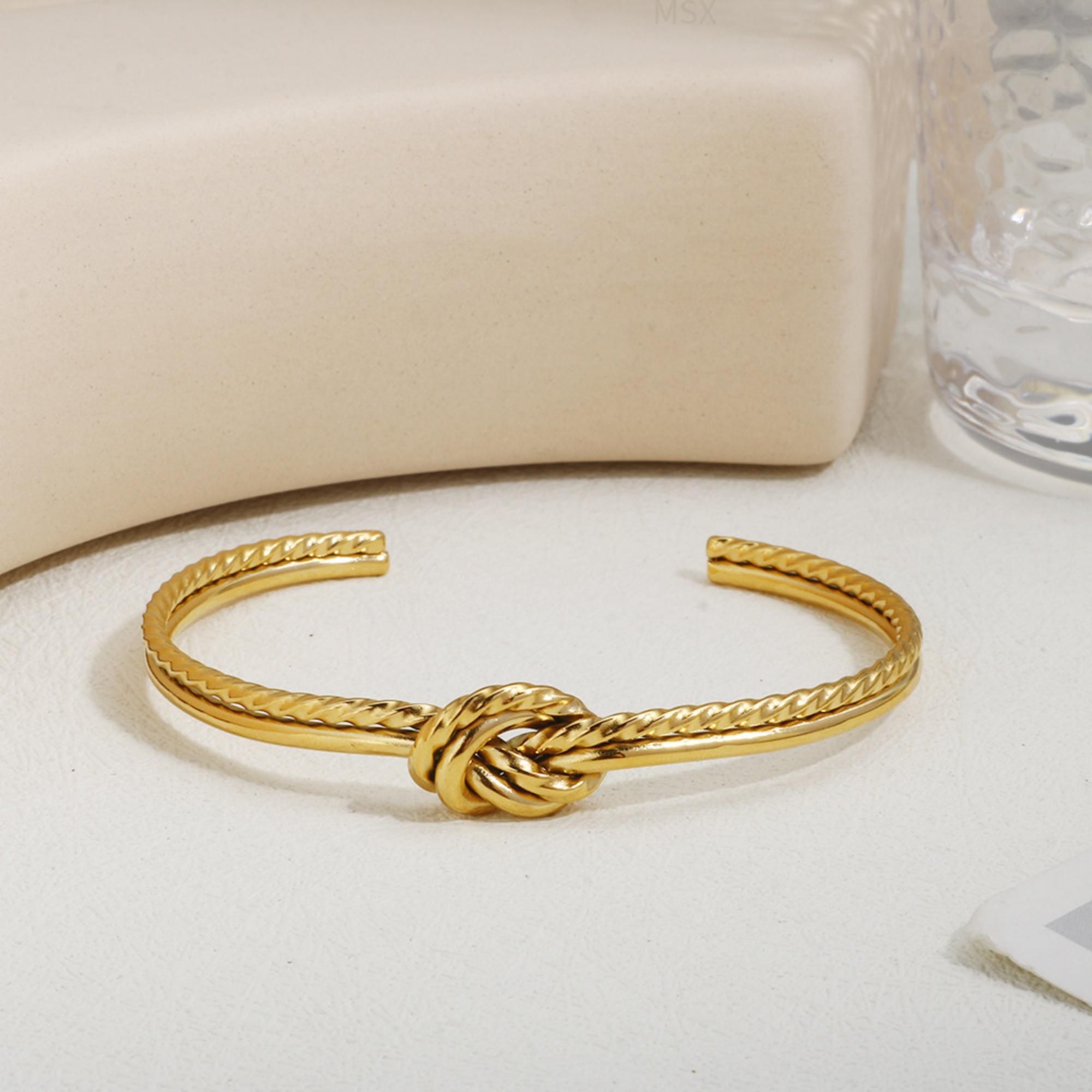 MYKI Gold-Plated Knot Open Bracelet | Anti-Tarnish(MKBRAD738G-SSYI)