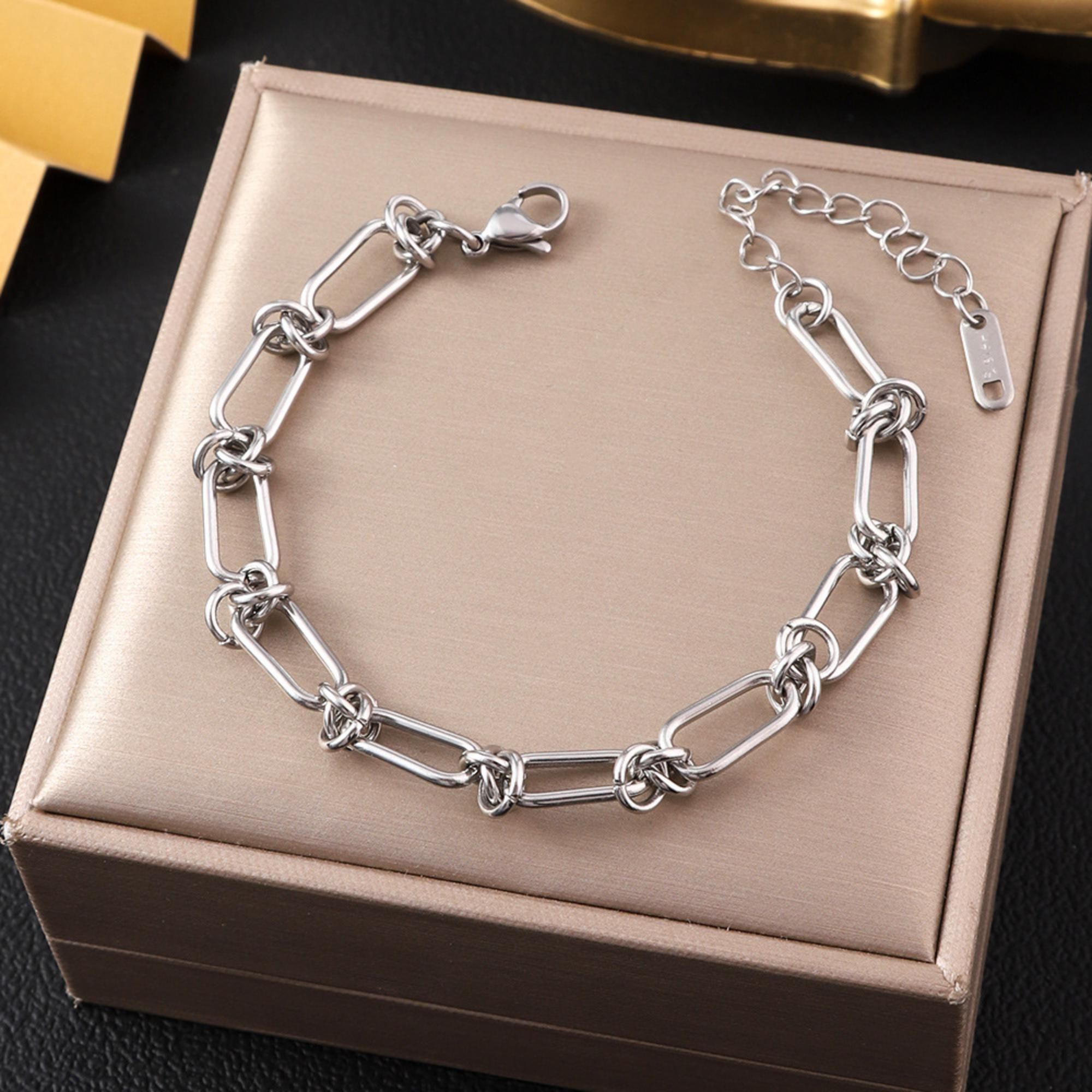 MYKI Silver Knot-Link Bracelet | Adjustable(MKBRAD739S-SSYI)