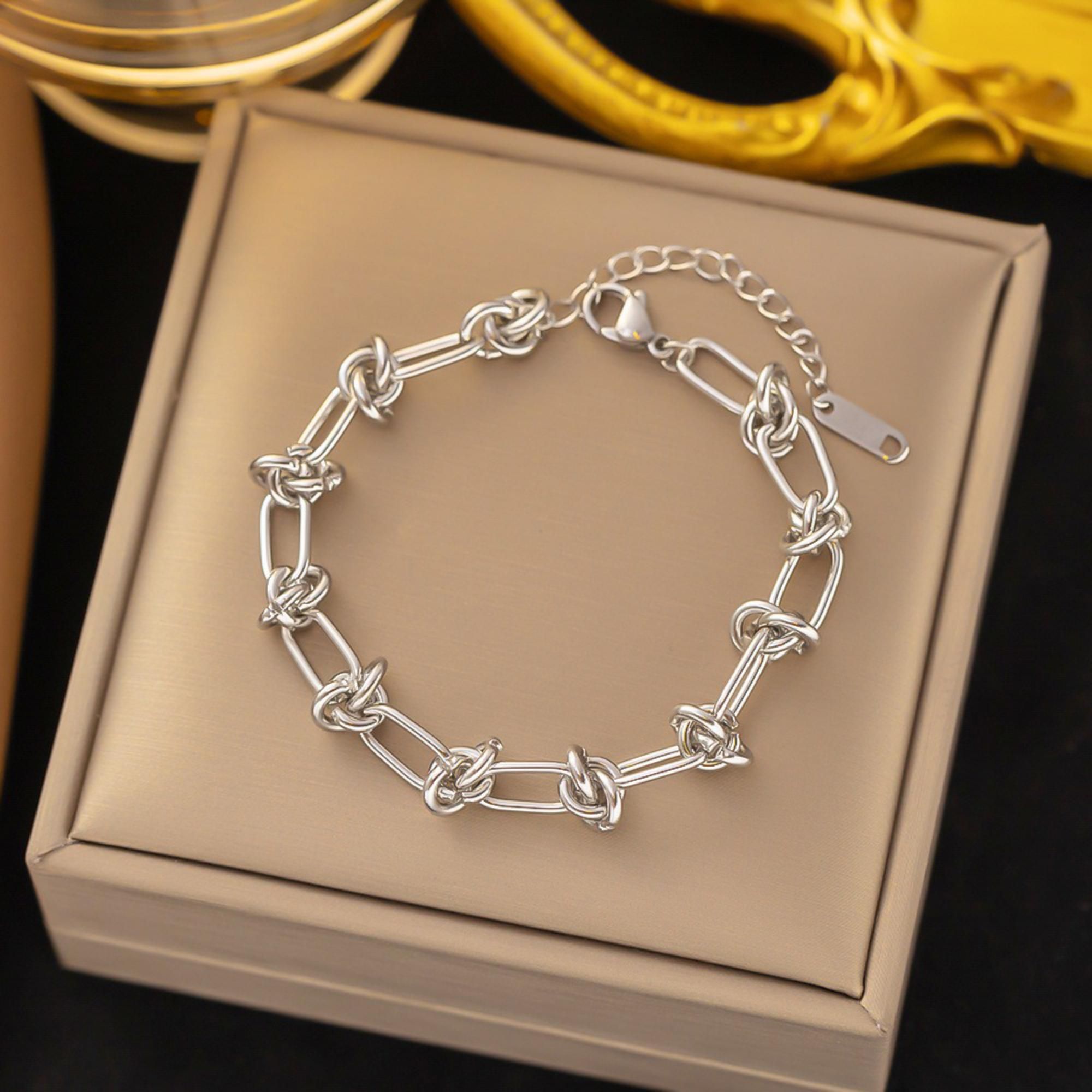 MYKI Silver Knot-Link Bracelet | Adjustable(MKBRAD739S-SSYI)