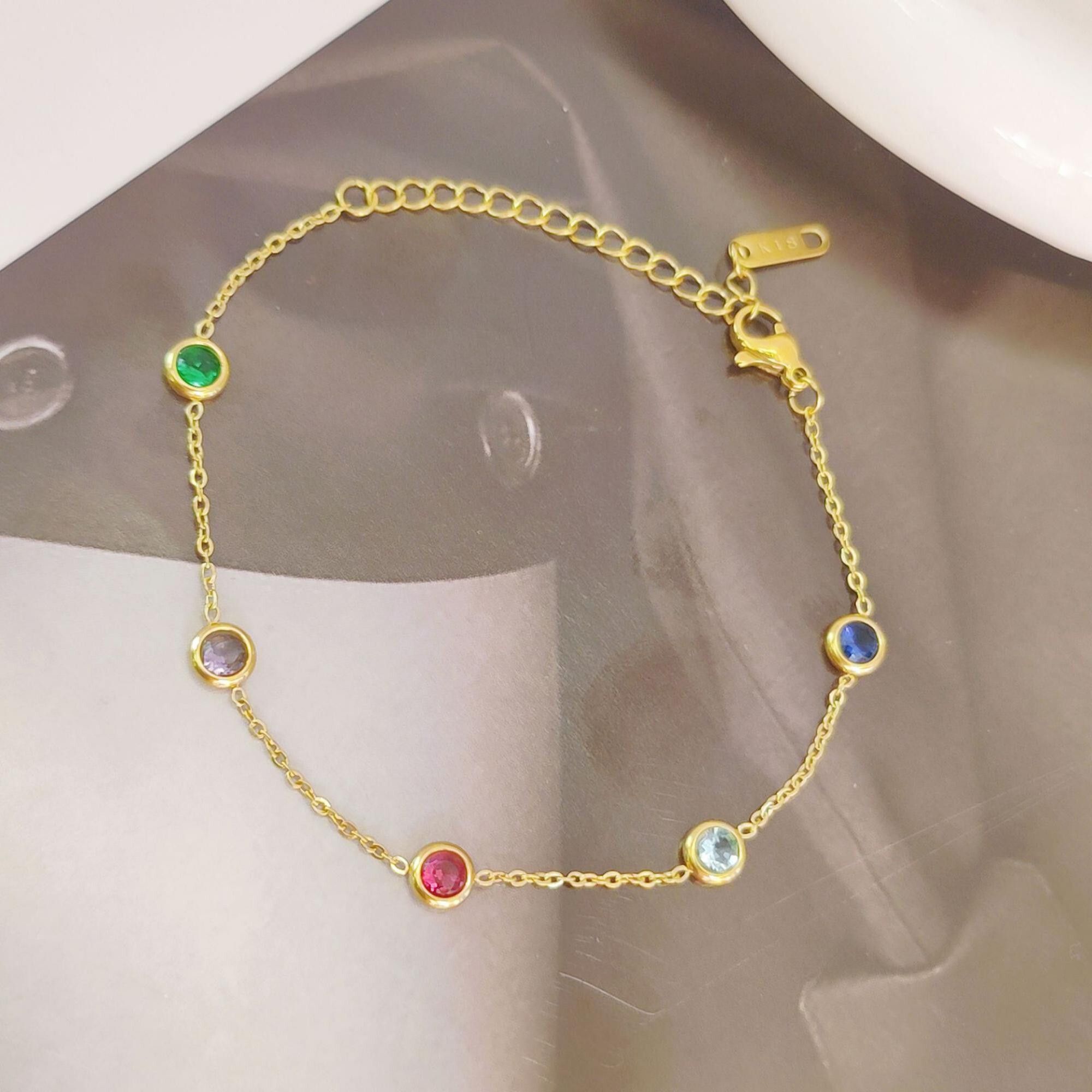 MYKI Gold-Plated Multicolor Gemstone Bracelet(MKBRAD740G-SSYI)