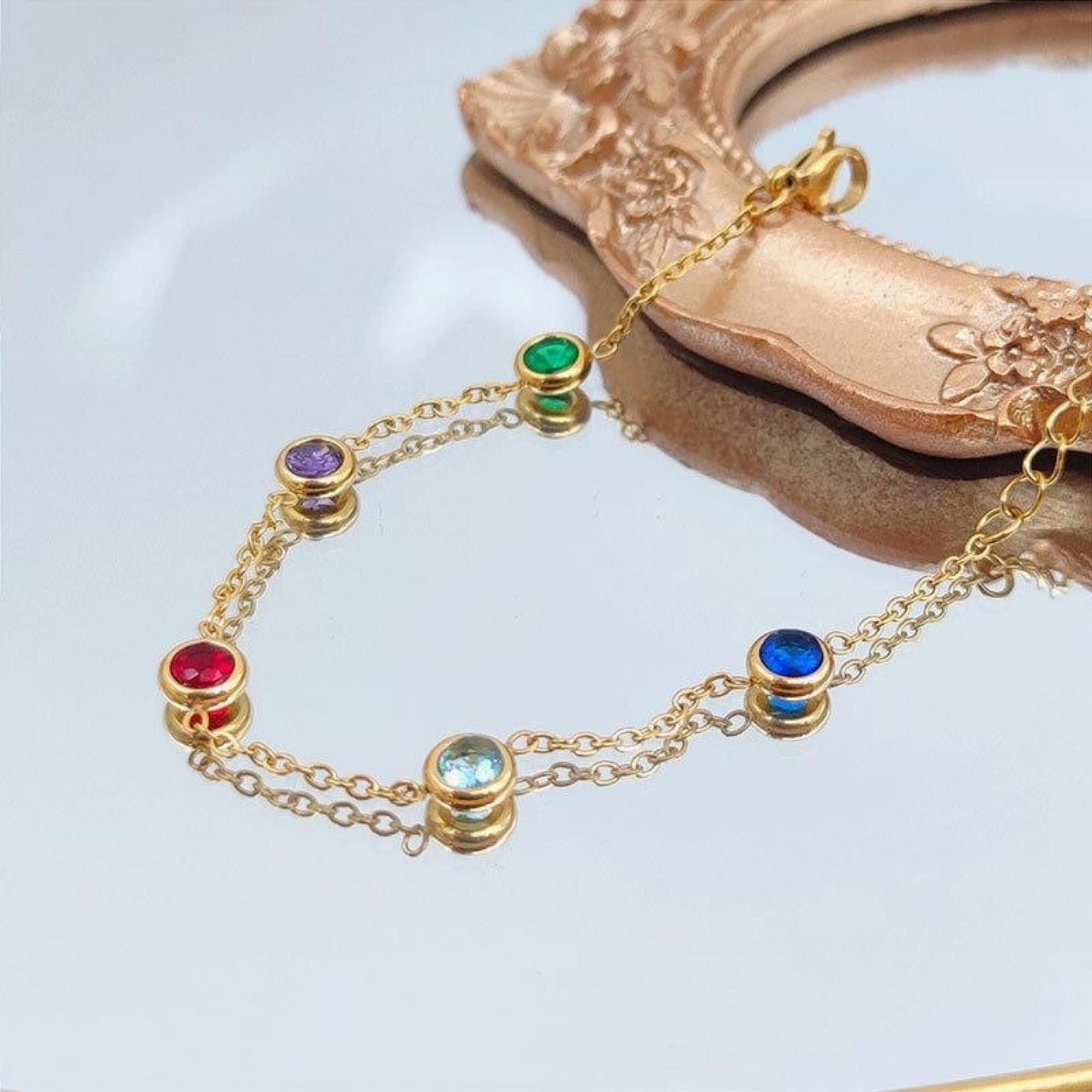 MYKI Gold-Plated Multicolor Gemstone Bracelet(MKBRAD740G-SSYI)