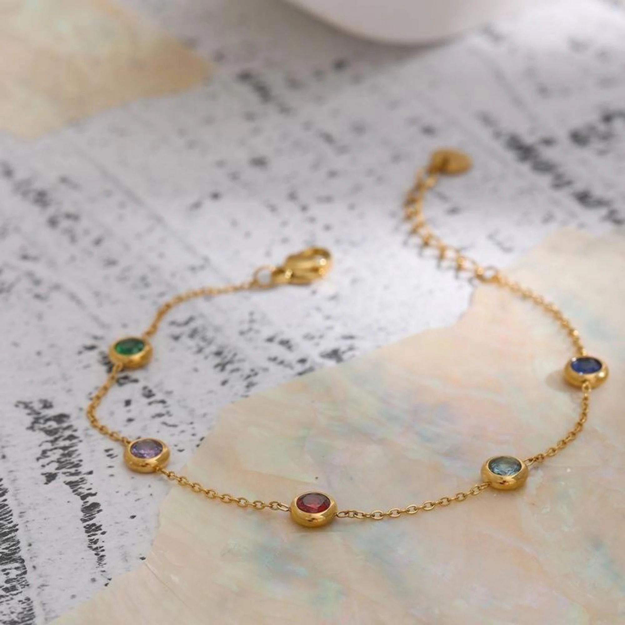 MYKI Gold-Plated Multicolor Gemstone Bracelet(MKBRAD740G-SSYI)