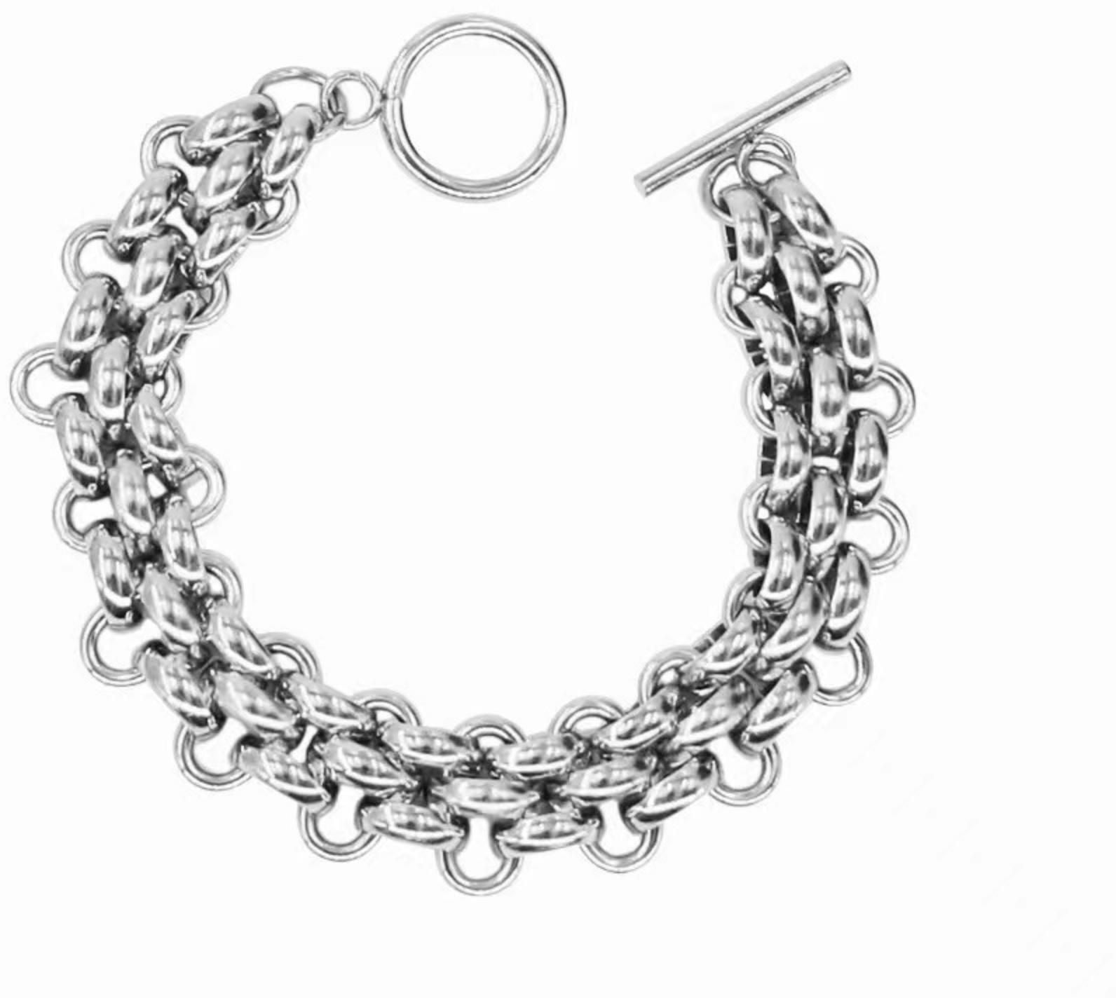 MYKI Silver Bold Chain Bracelet | Toggle Clasp(MKBRAD741S-SSYI)