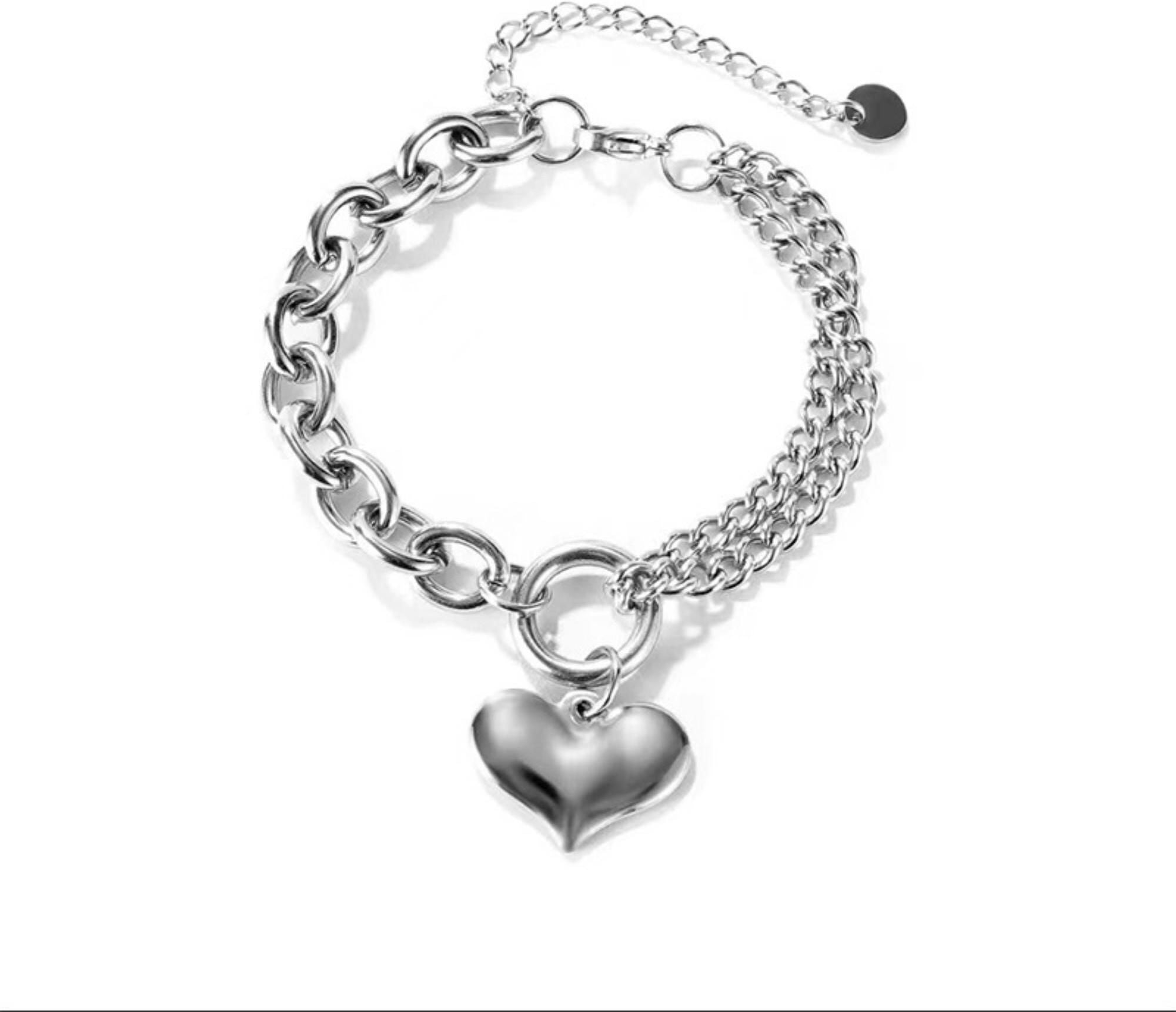 MYKI Silver Heart Pendant Chain Bracelet(MKBRAD744S-SSYI)