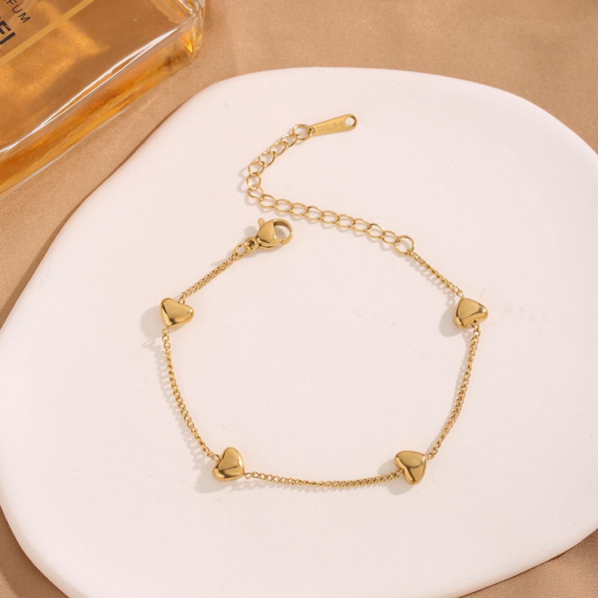 MYKI Gold-Plated Heart Charm Bracelet(MKBRAD748G-SSYI)