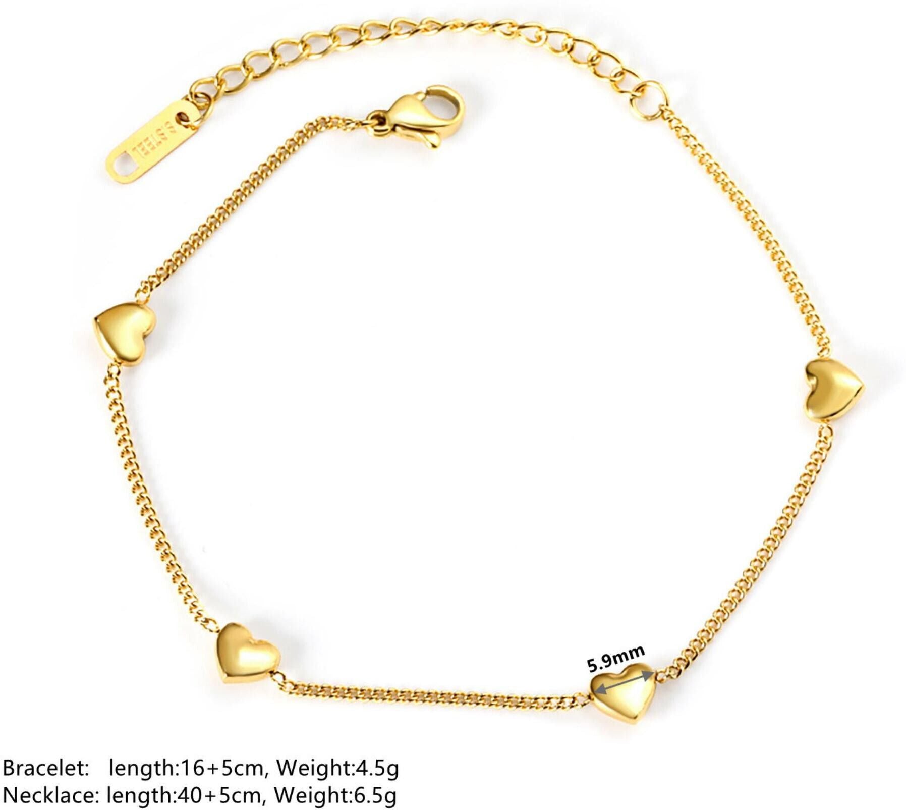 MYKI Gold-Plated Heart Charm Bracelet(MKBRAD748G-SSYI)