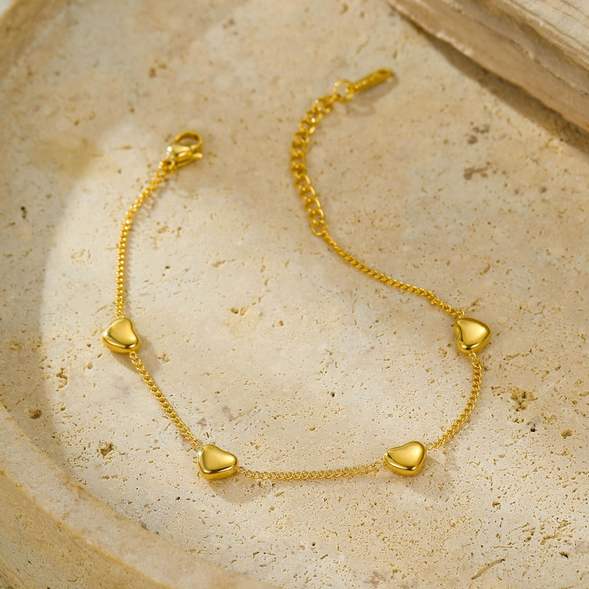 MYKI Gold-Plated Heart Charm Bracelet(MKBRAD748G-SSYI)