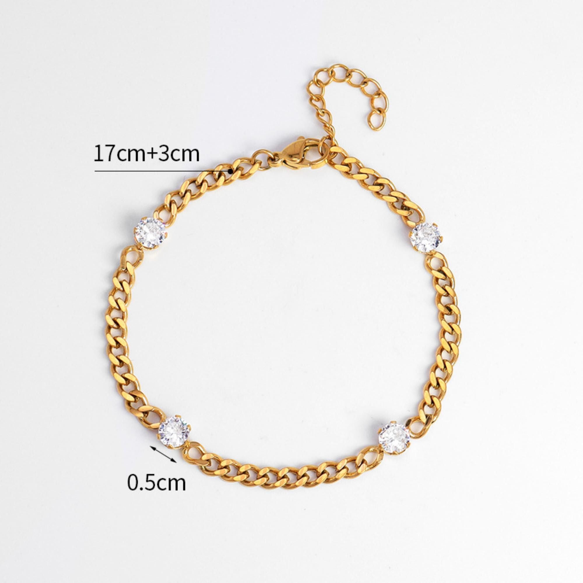 MYKI Gold-Plated CZ Stone Chain Bracelet(MKBRAD751G-SSYI)