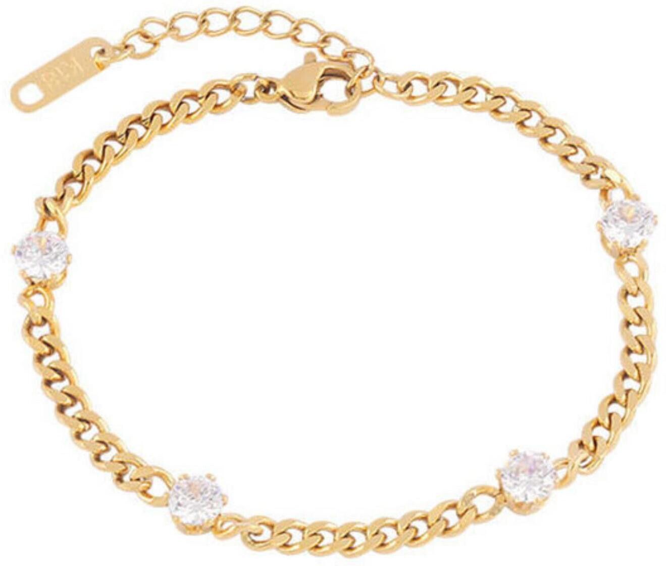 MYKI Gold-Plated CZ Stone Chain Bracelet(MKBRAD751G-SSYI)