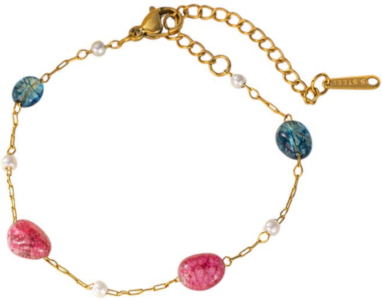 MYKI Gold-Plated Beaded Charm Bracelet with Pearl & Stone Accents(MKBRAD761G-SSYI)