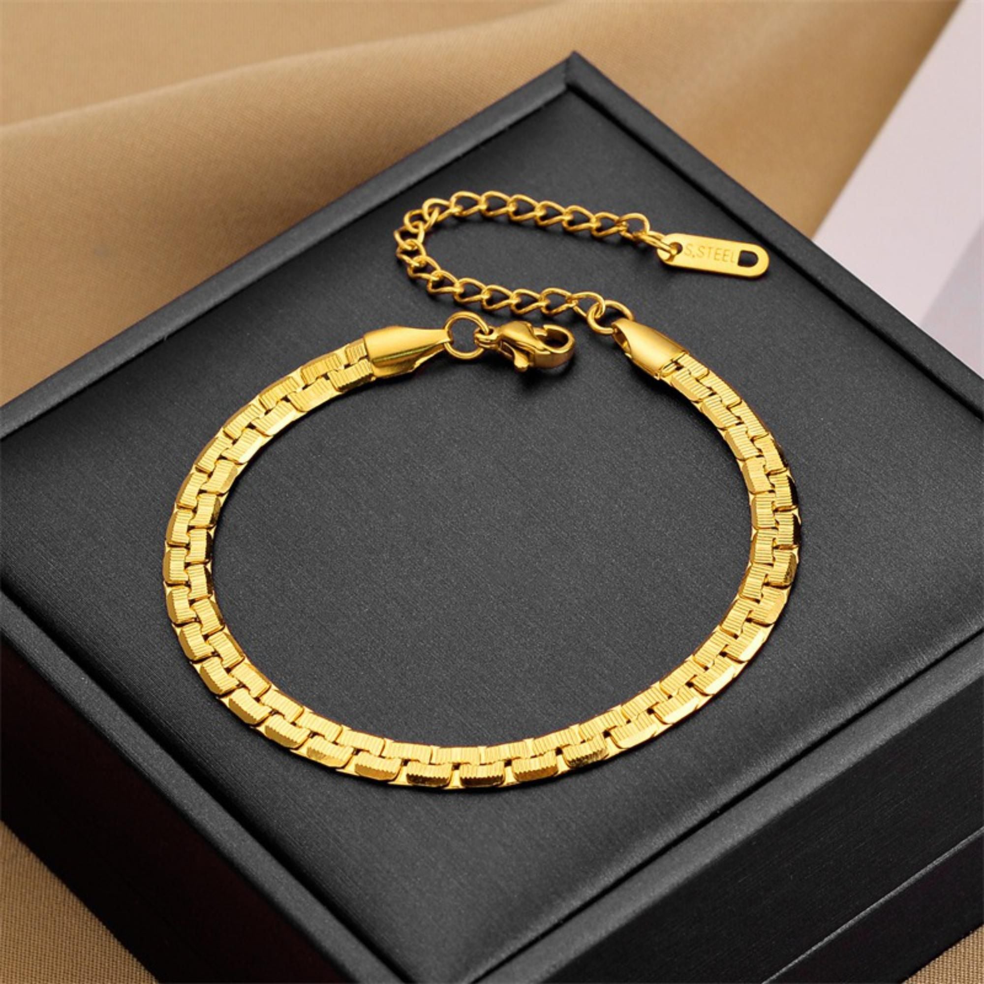 MYKI Gold-Plated Classic Snake Chain Bracelet | Anti-Tarnish(MKBRAD762G-SSYI)