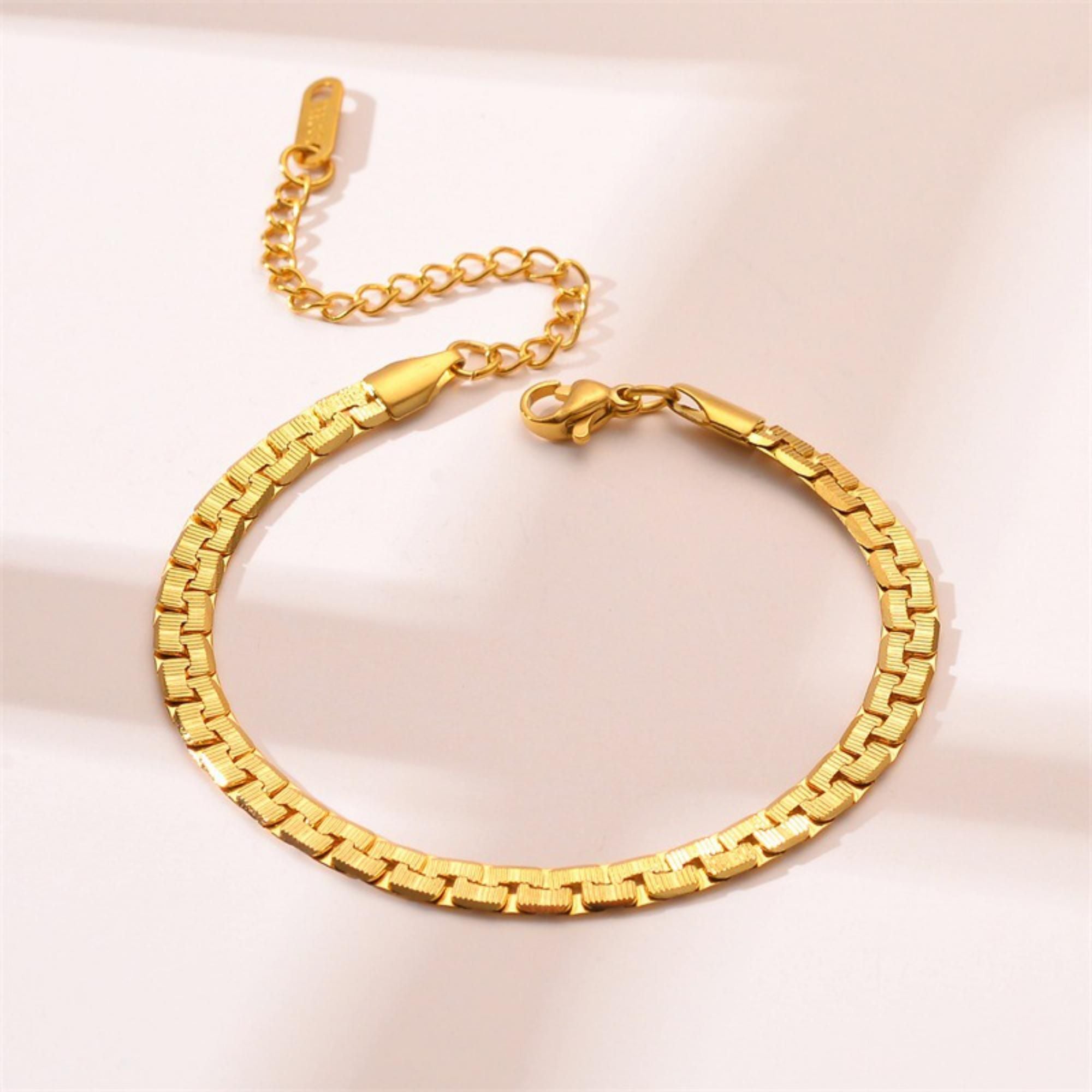 MYKI Gold-Plated Classic Snake Chain Bracelet | Anti-Tarnish(MKBRAD762G-SSYI)