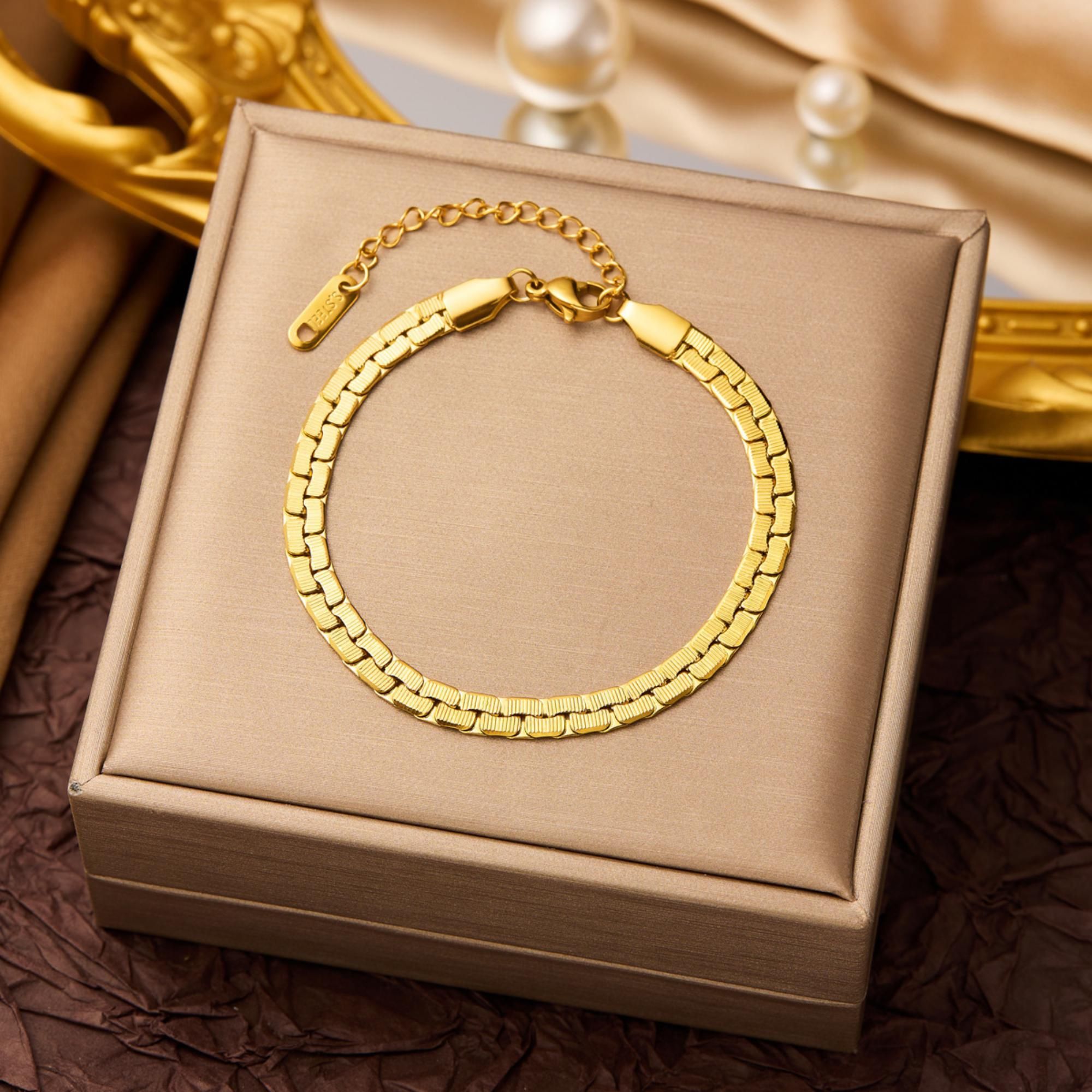 MYKI Gold-Plated Classic Snake Chain Bracelet | Anti-Tarnish(MKBRAD762G-SSYI)