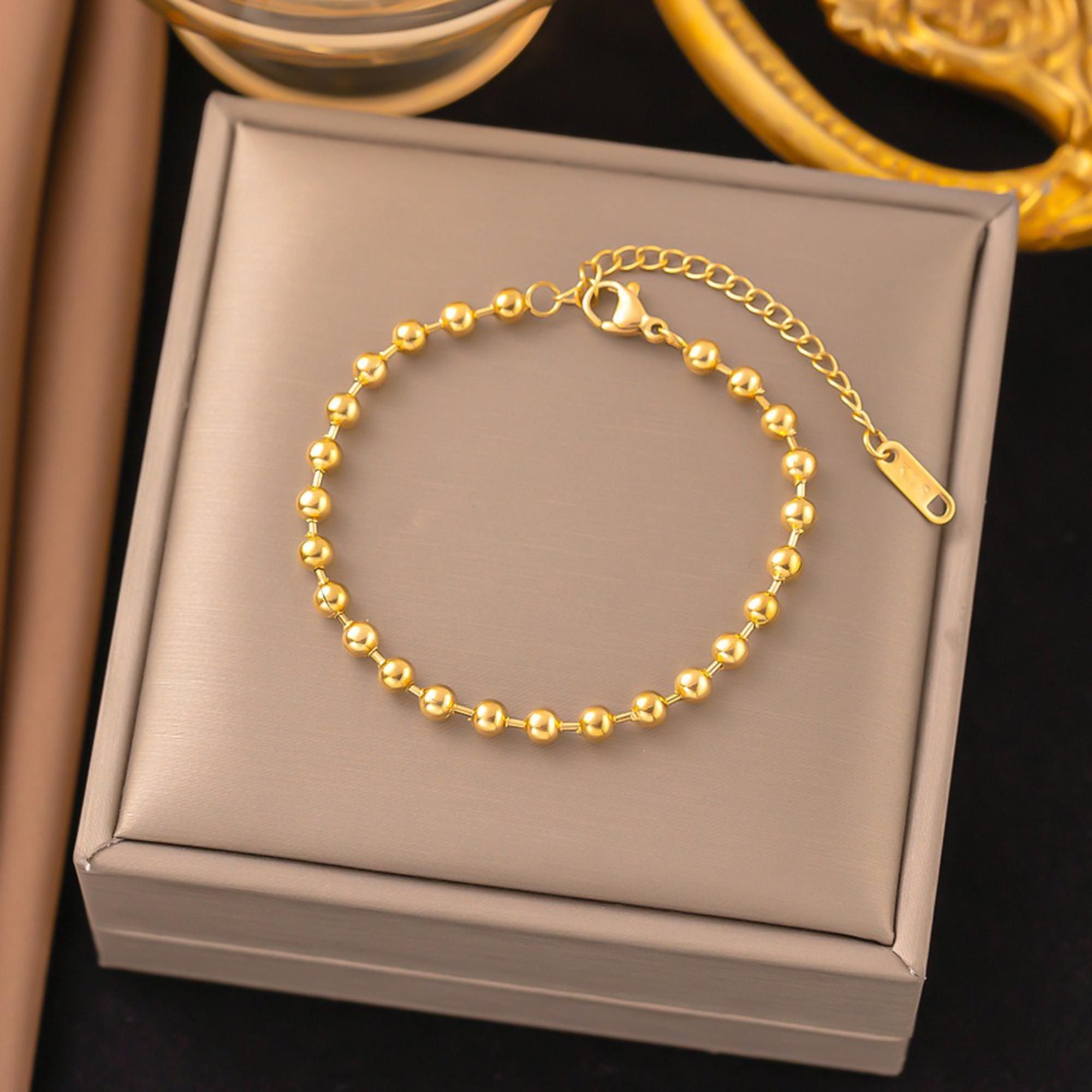 MYKI Gold-Plated Beaded Ball Bracelet | Adjustable(MKBRAD763G-SSYI)