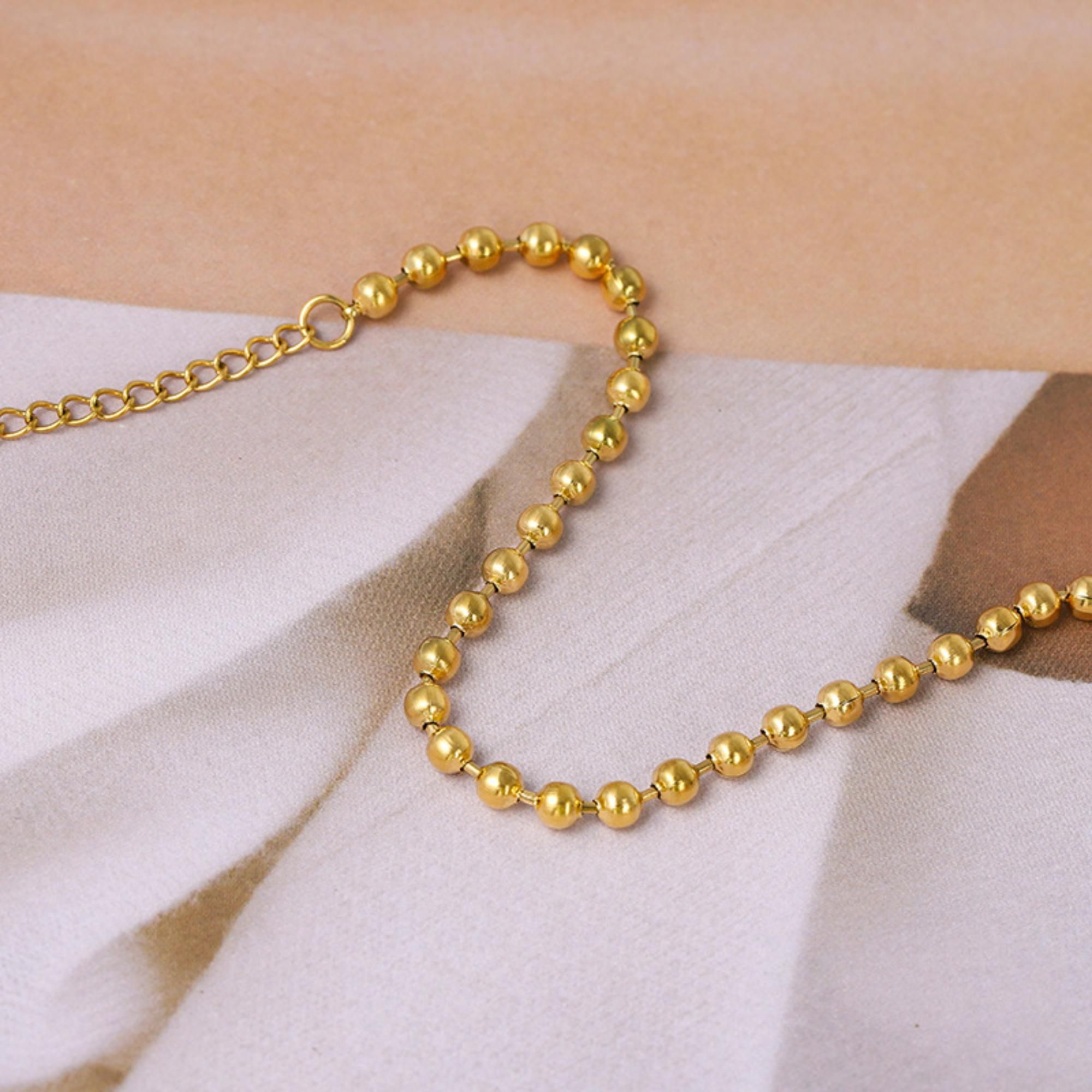 MYKI Gold-Plated Beaded Ball Bracelet | Adjustable(MKBRAD763G-SSYI)