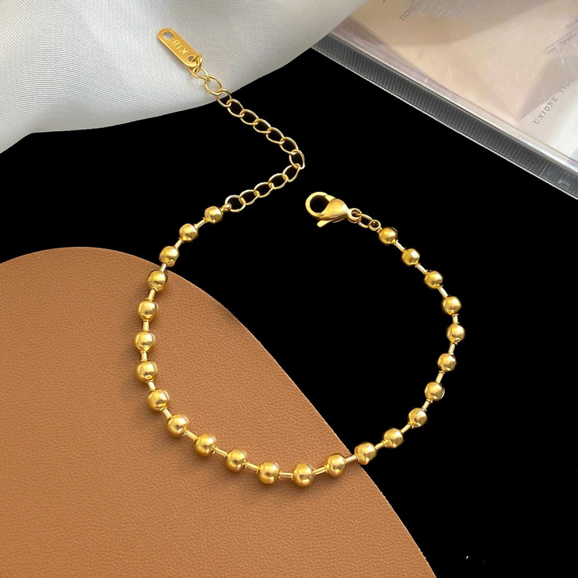 MYKI Gold-Plated Beaded Ball Bracelet | Adjustable(MKBRAD763G-SSYI)