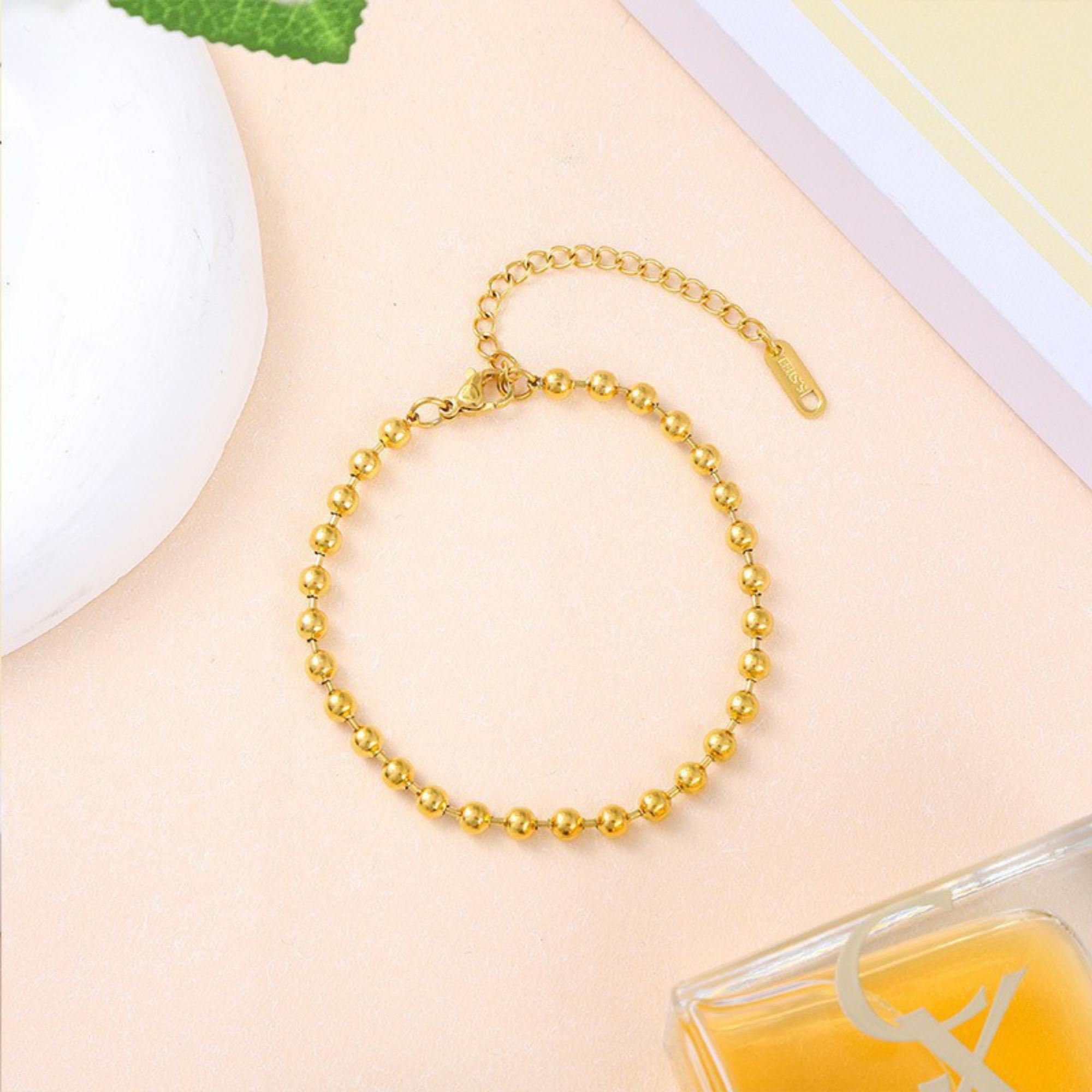 MYKI Gold-Plated Beaded Ball Bracelet | Adjustable(MKBRAD763G-SSYI)