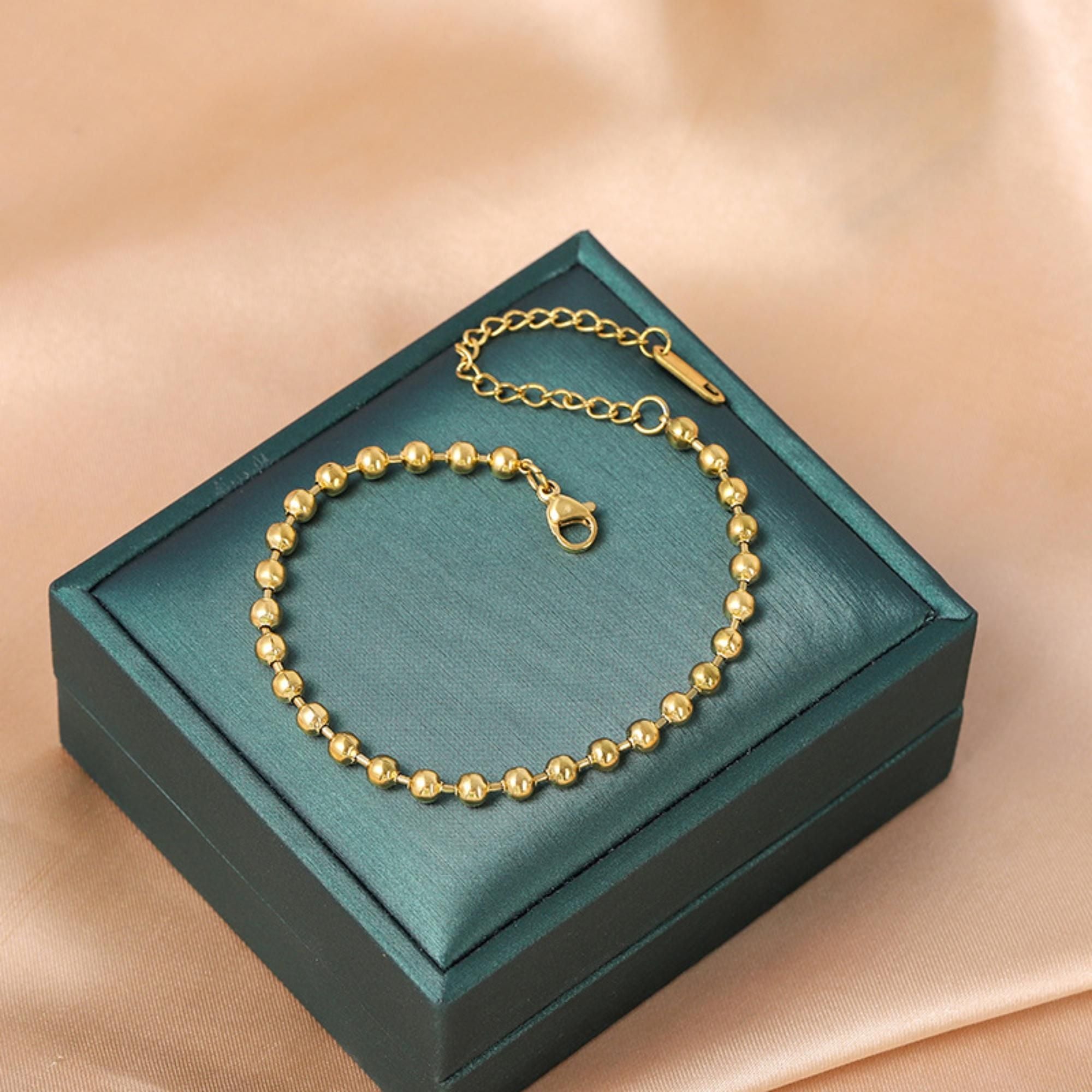 MYKI Gold-Plated Beaded Ball Bracelet | Adjustable(MKBRAD763G-SSYI)