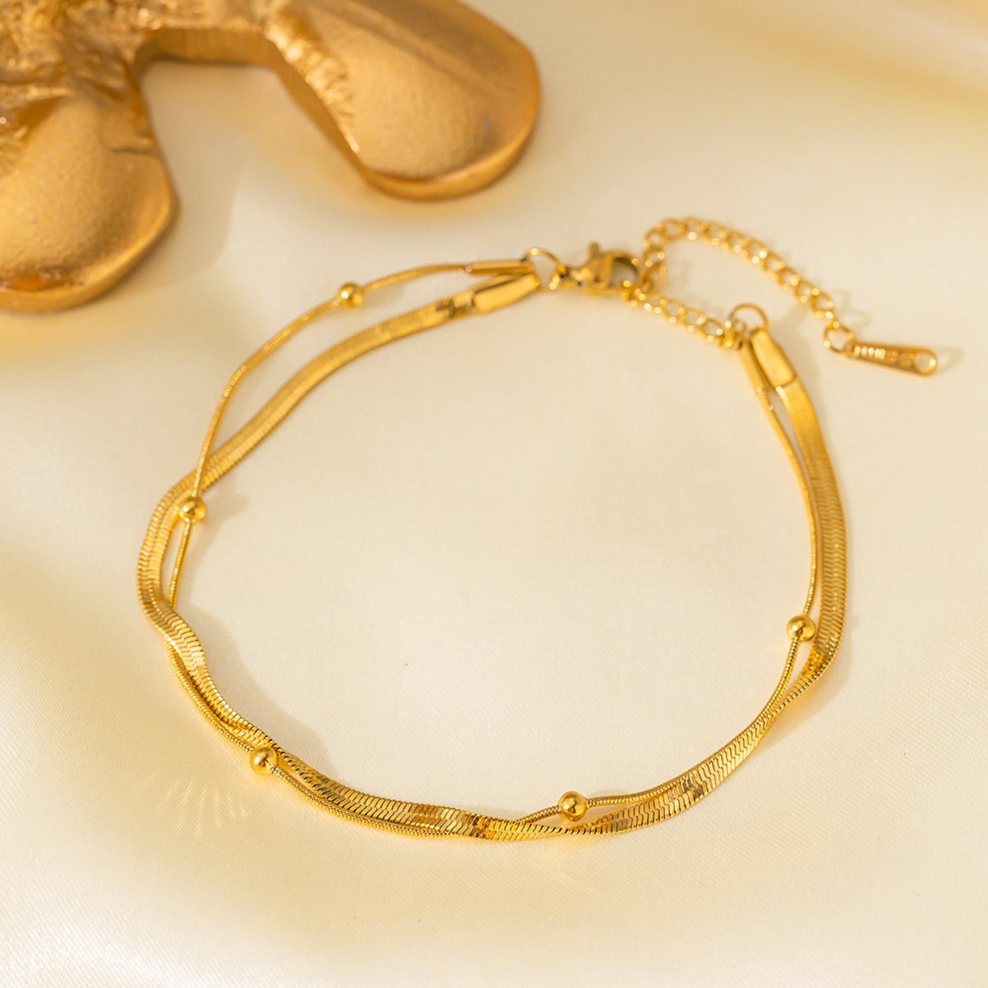 MYKI Dual-Layer Gold-Plated Snake Chain Bracelet | Minimal Elegant(MKBRAD765G-SSYI)