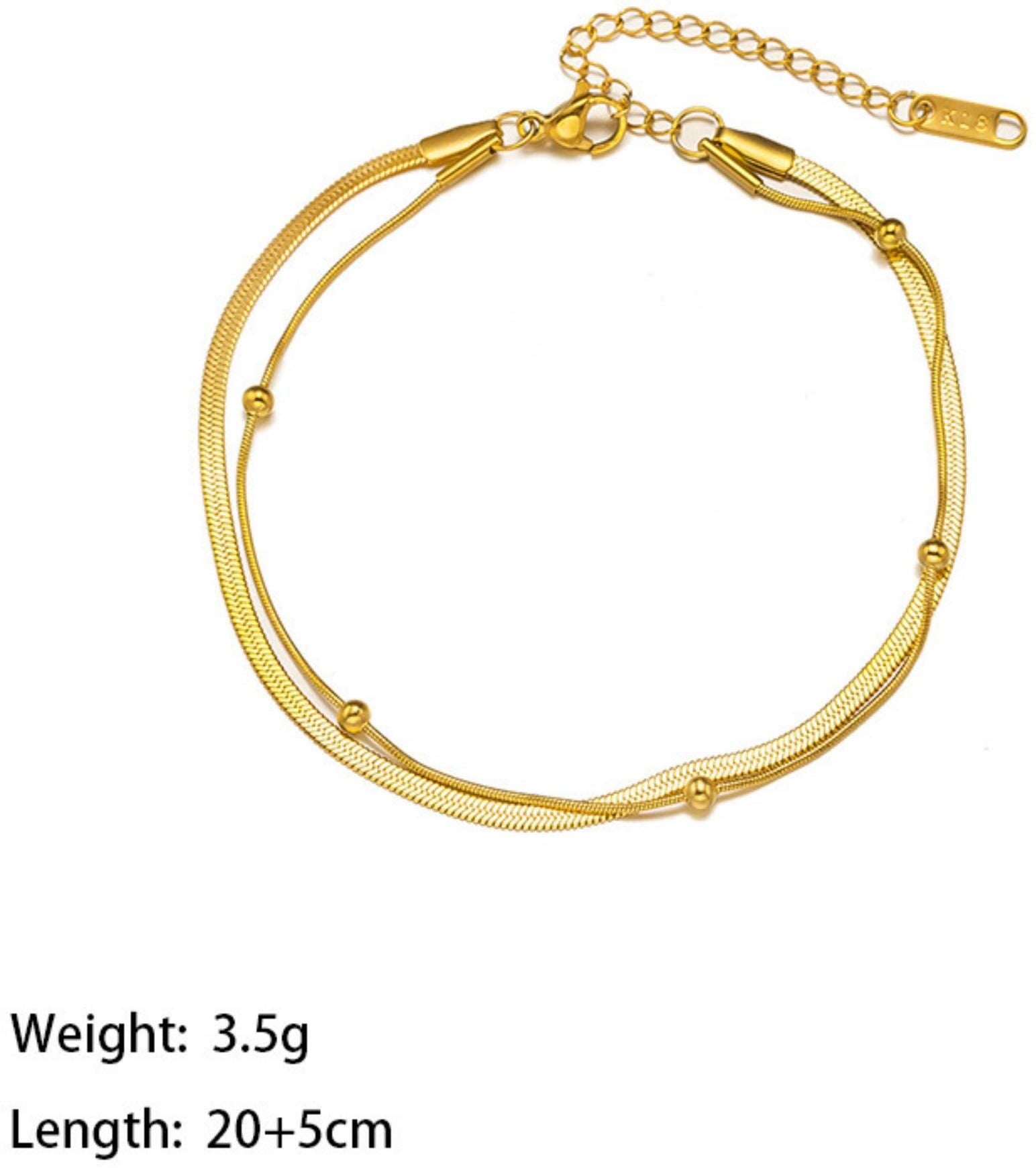 MYKI Dual-Layer Gold-Plated Snake Chain Bracelet | Minimal Elegant(MKBRAD765G-SSYI)