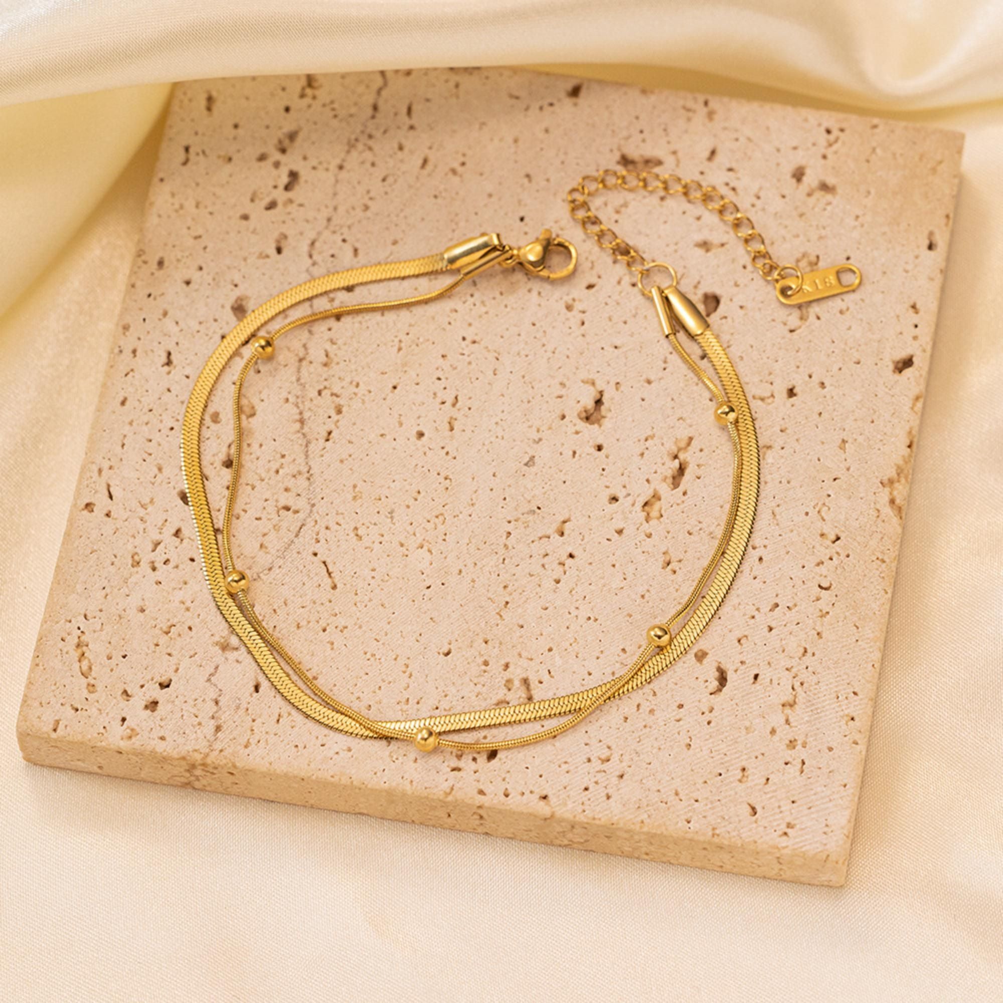 MYKI Dual-Layer Gold-Plated Snake Chain Bracelet | Minimal Elegant(MKBRAD765G-SSYI)