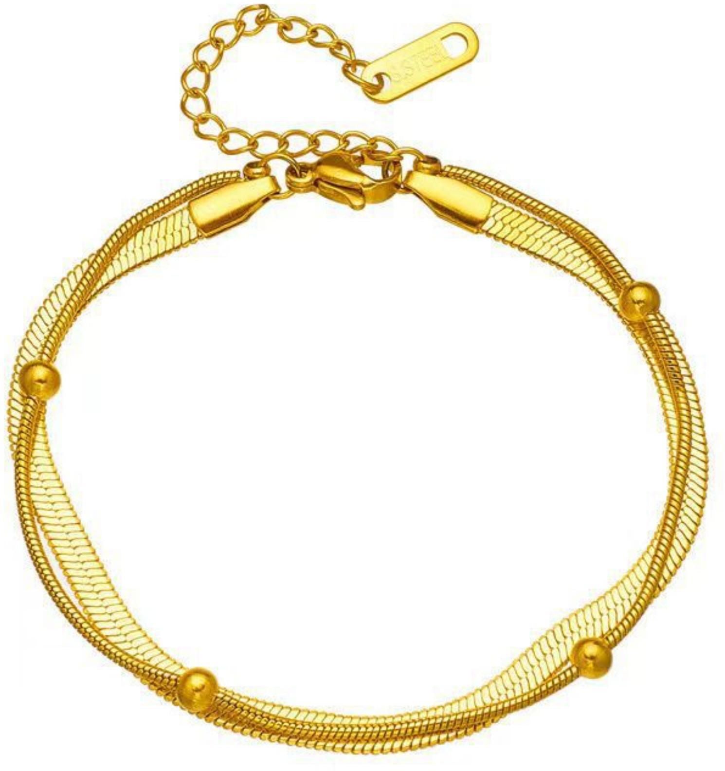 MYKI Dual-Layer Gold-Plated Snake Chain Bracelet | Minimal Elegant(MKBRAD765G-SSYI)