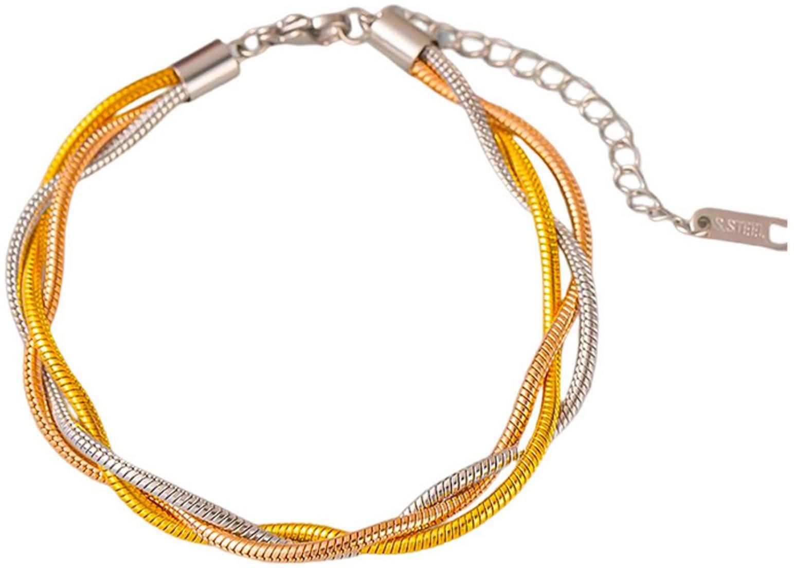 MYKI Tri-Color Braided Bracelet | Stainless Steel(MKBRAD767TT-SSYI)