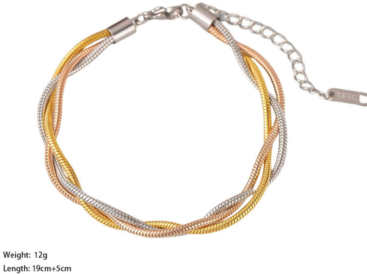 MYKI Tri-Color Braided Bracelet | Stainless Steel(MKBRAD767TT-SSYI)