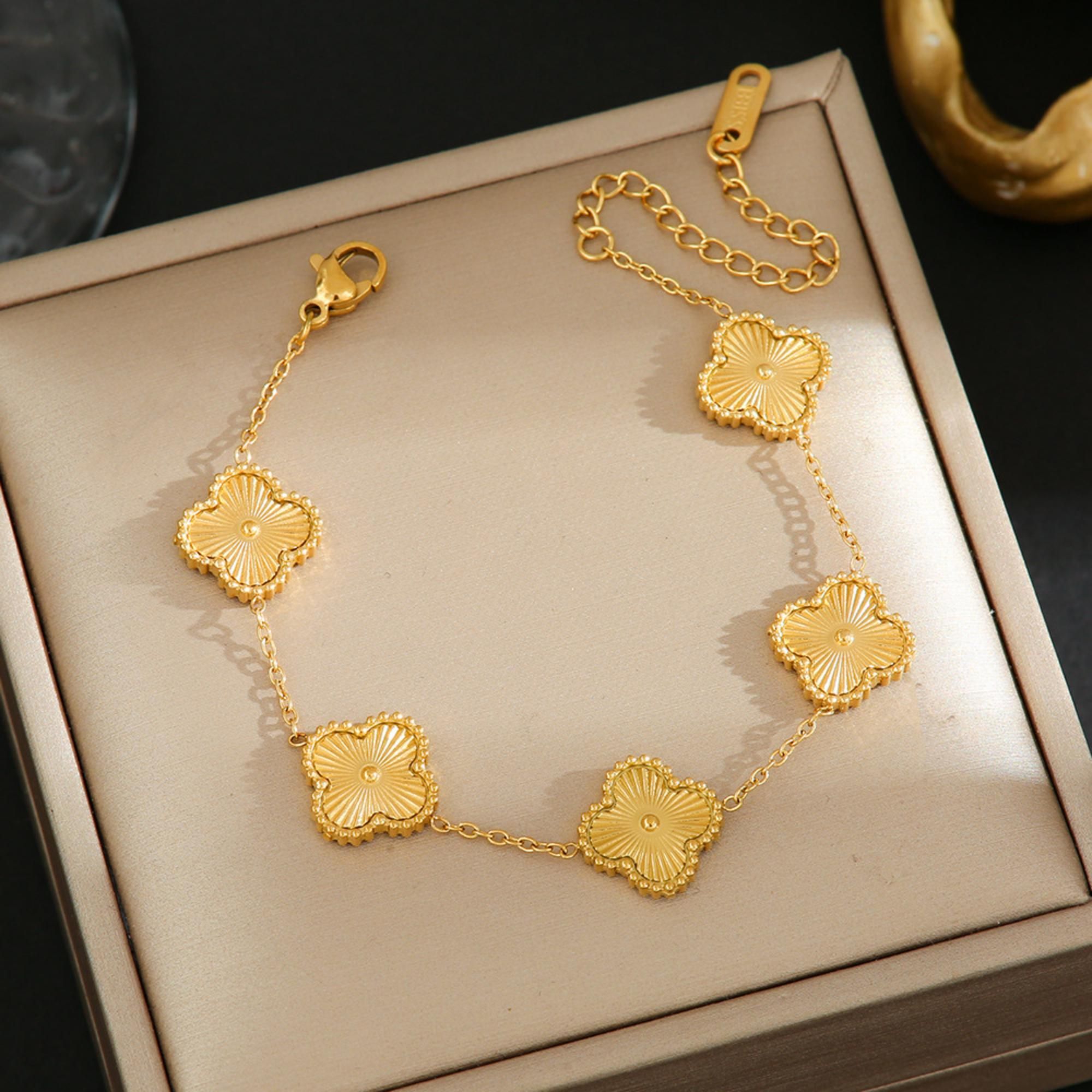 MYKI Gold-Plated Floral Charm Bracelet | Anti-Tarnish(MKBRAD768G-SSYI)