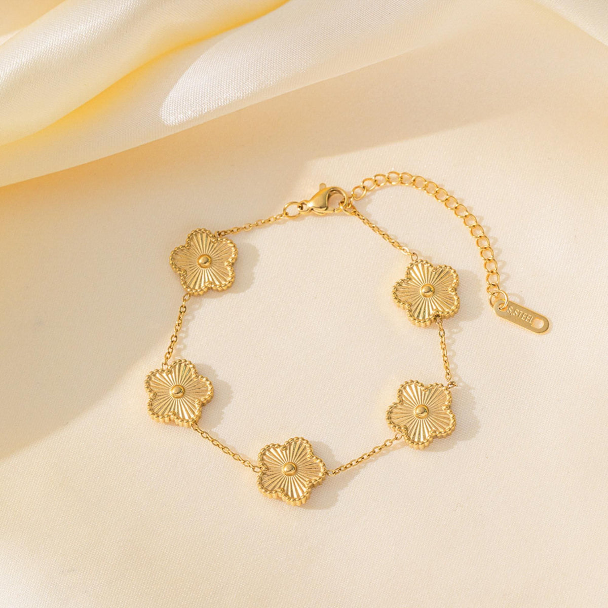 MYKI Gold-Plated Floral Charm Bracelet | Anti-Tarnish(MKBRAD768G-SSYI)