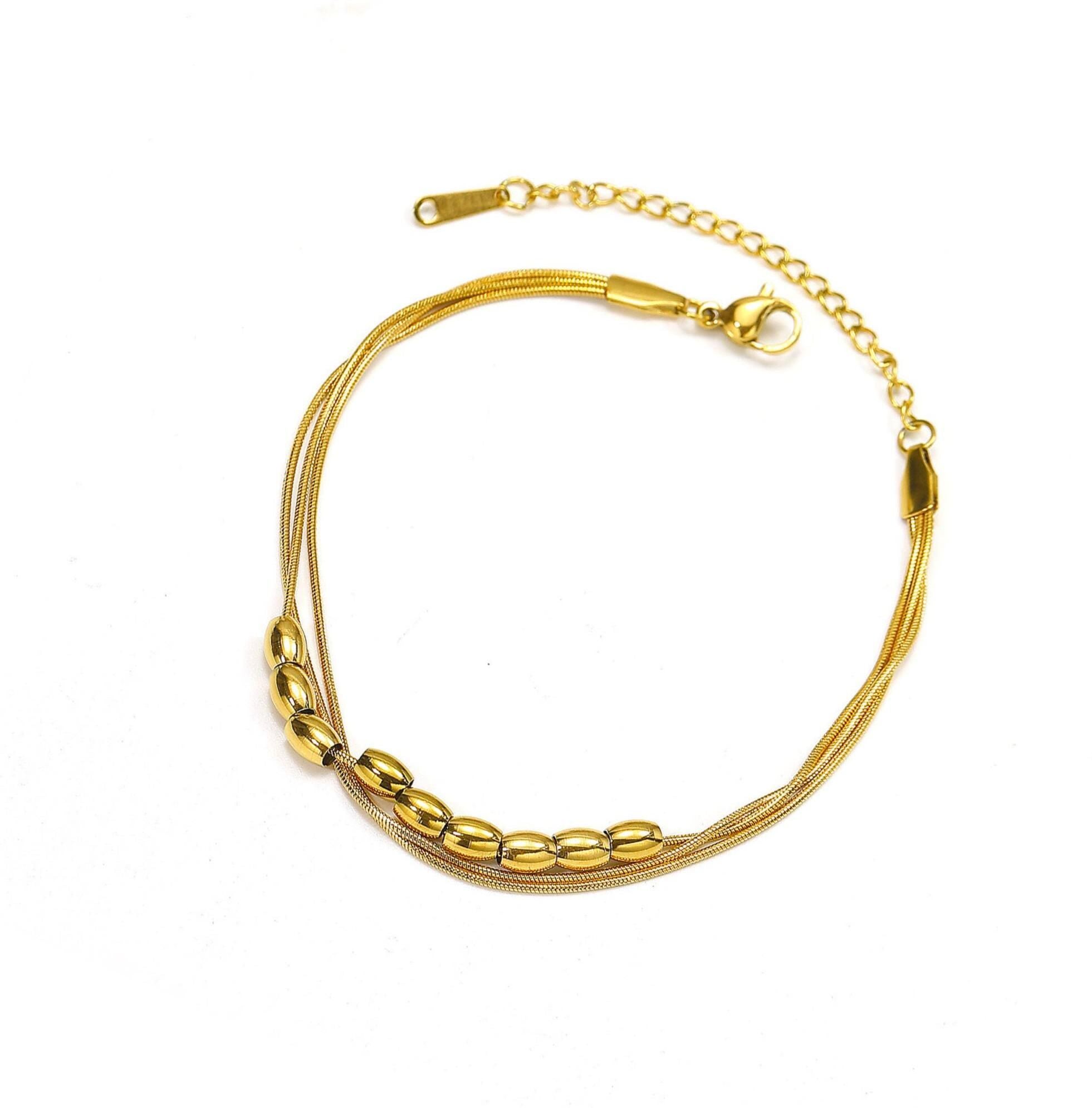 MYKI Gold-Plated Multi-Layer Tube Bead Bracelet | Adjustable(MKBRAD773G-SSYI)