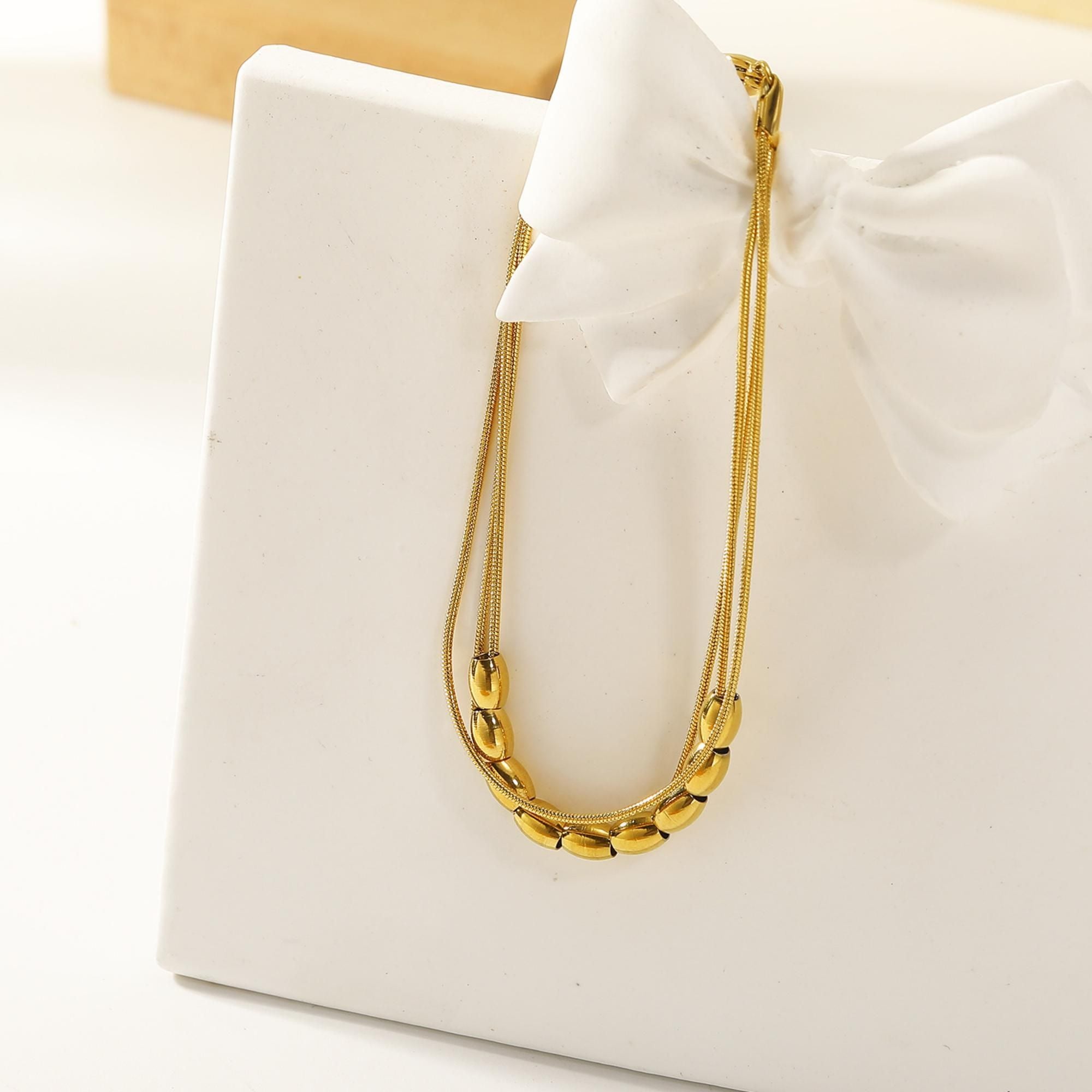 MYKI Gold-Plated Multi-Layer Tube Bead Bracelet | Adjustable(MKBRAD773G-SSYI)