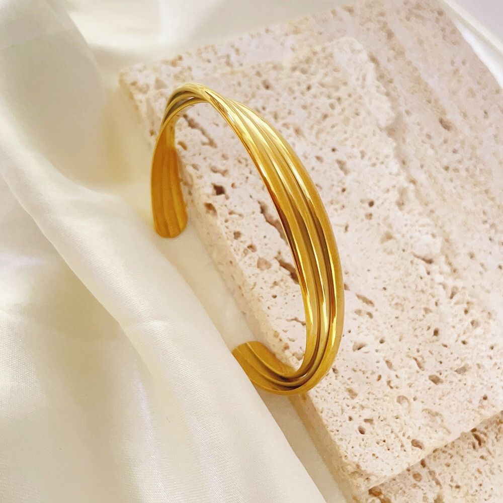MYKI Gold-Plated Open Cuff Bracelet | Anti-Tarnish Minimal Design(MKBRAD779G-SSYI)