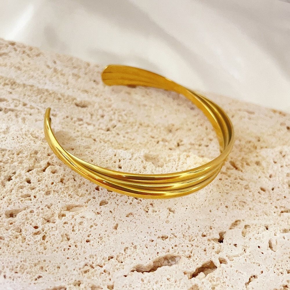 MYKI Gold-Plated Open Cuff Bracelet | Anti-Tarnish Minimal Design(MKBRAD779G-SSYI)