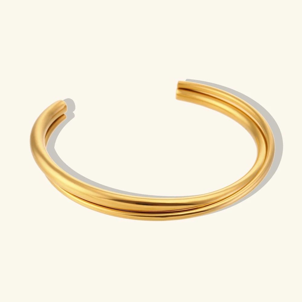 MYKI Gold-Plated Open Cuff Bracelet | Anti-Tarnish Minimal Design(MKBRAD779G-SSYI)