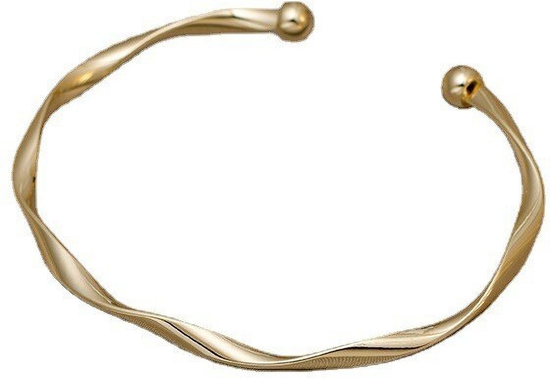 MYKI Stainless Steel Twisted Open Cuff Bracelet | Anti-Tarnish(MKBRAD781-SSYI)