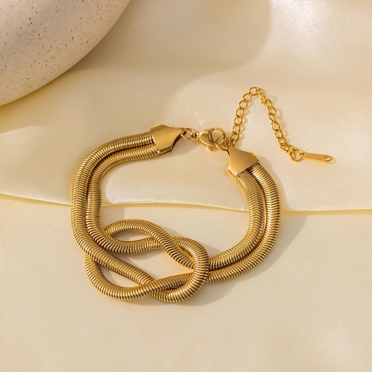 MYKI Double Snake Chain Knot Bracelet | Premium Finish(MKBRAD782-SSYI)