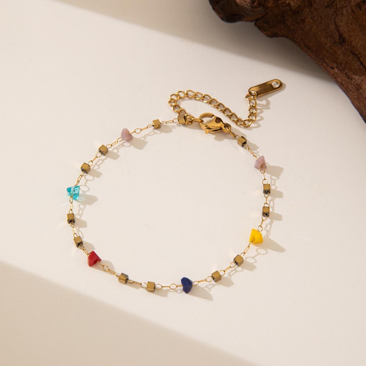 MYKI Coloured Bead Minimal Bracelet | Adjustable(MKBRAD783-SSYI)