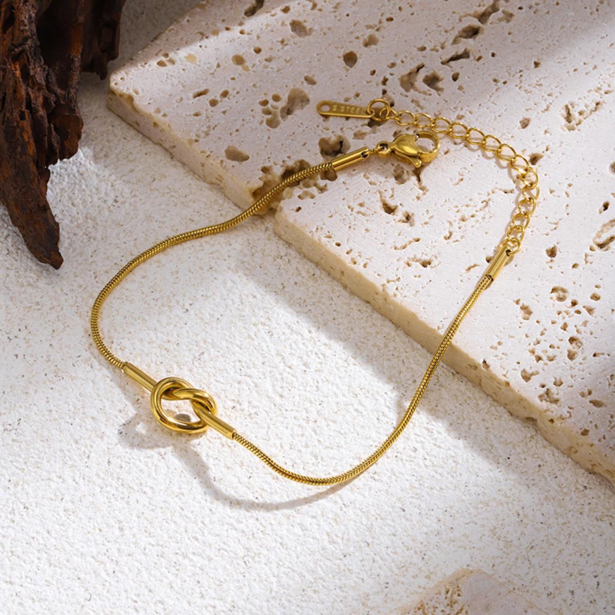 MYKI Gold-Plated Knot Snake Chain Bracelet | Premium Finish(MKBRAD784G-SSYI)