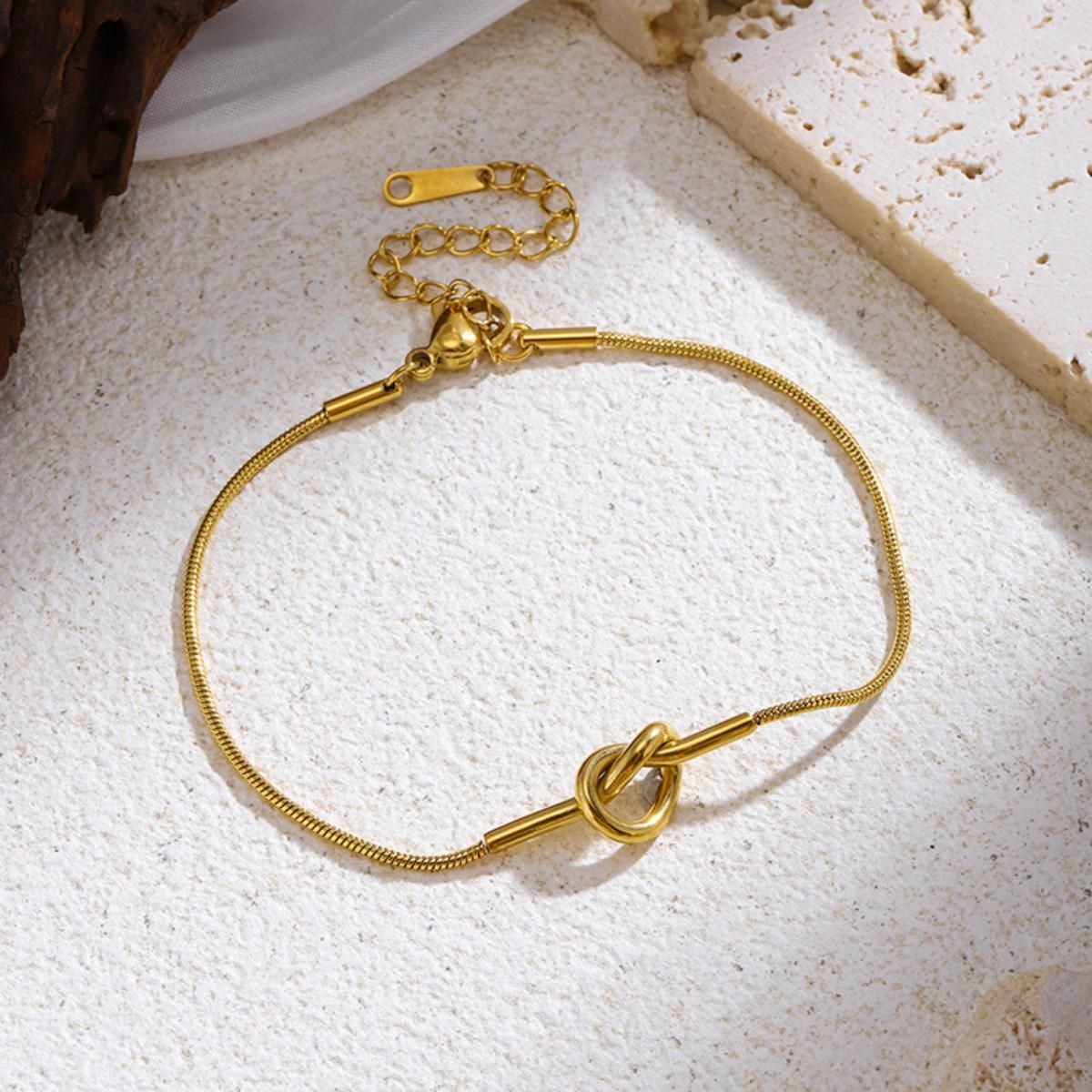 MYKI Gold-Plated Knot Snake Chain Bracelet | Premium Finish(MKBRAD784G-SSYI)