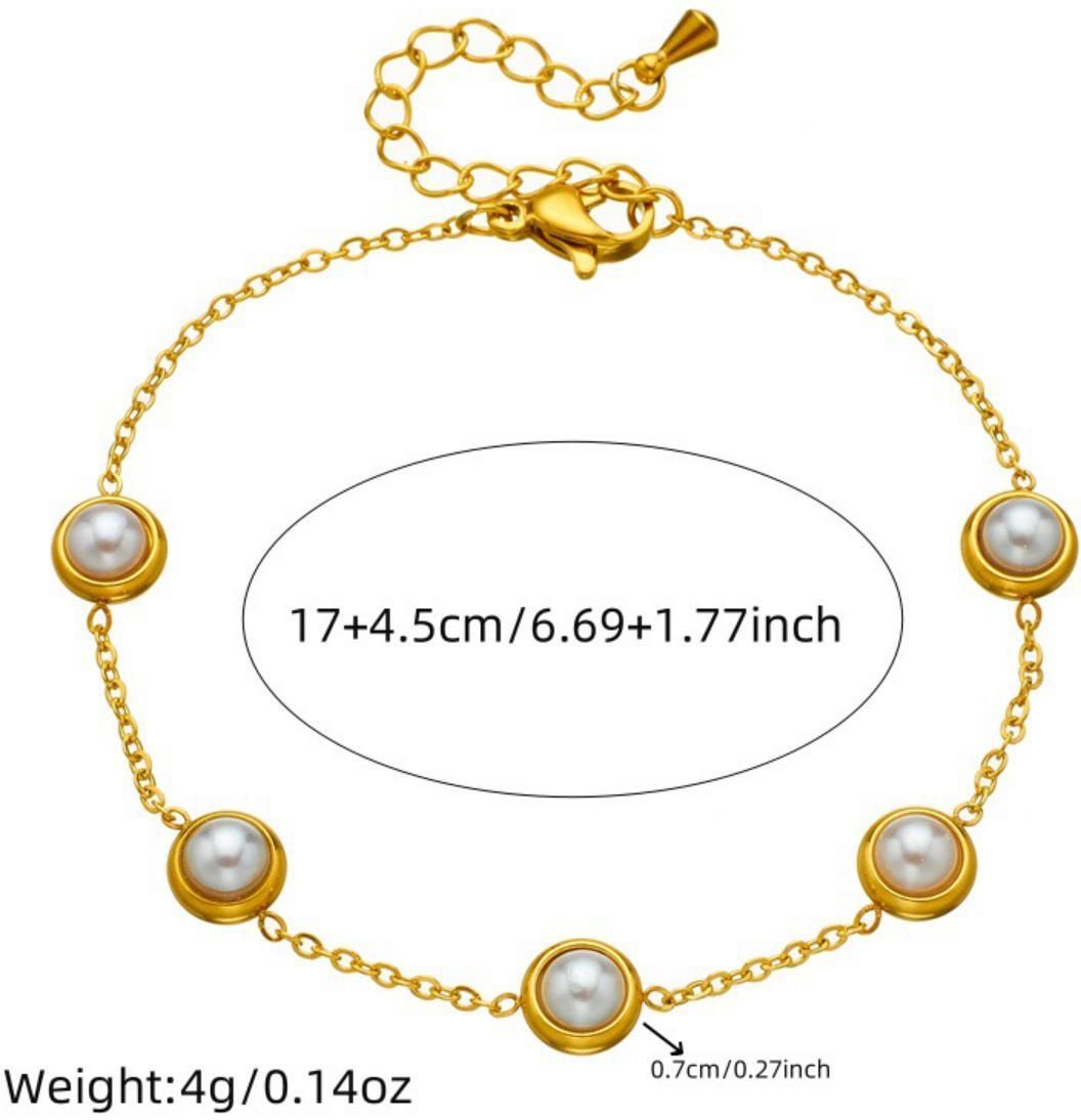 MYKI Gold-Plated Pearl Accent Minimal Bracelet | Adjustable(MKBRAD786G-SSYI)