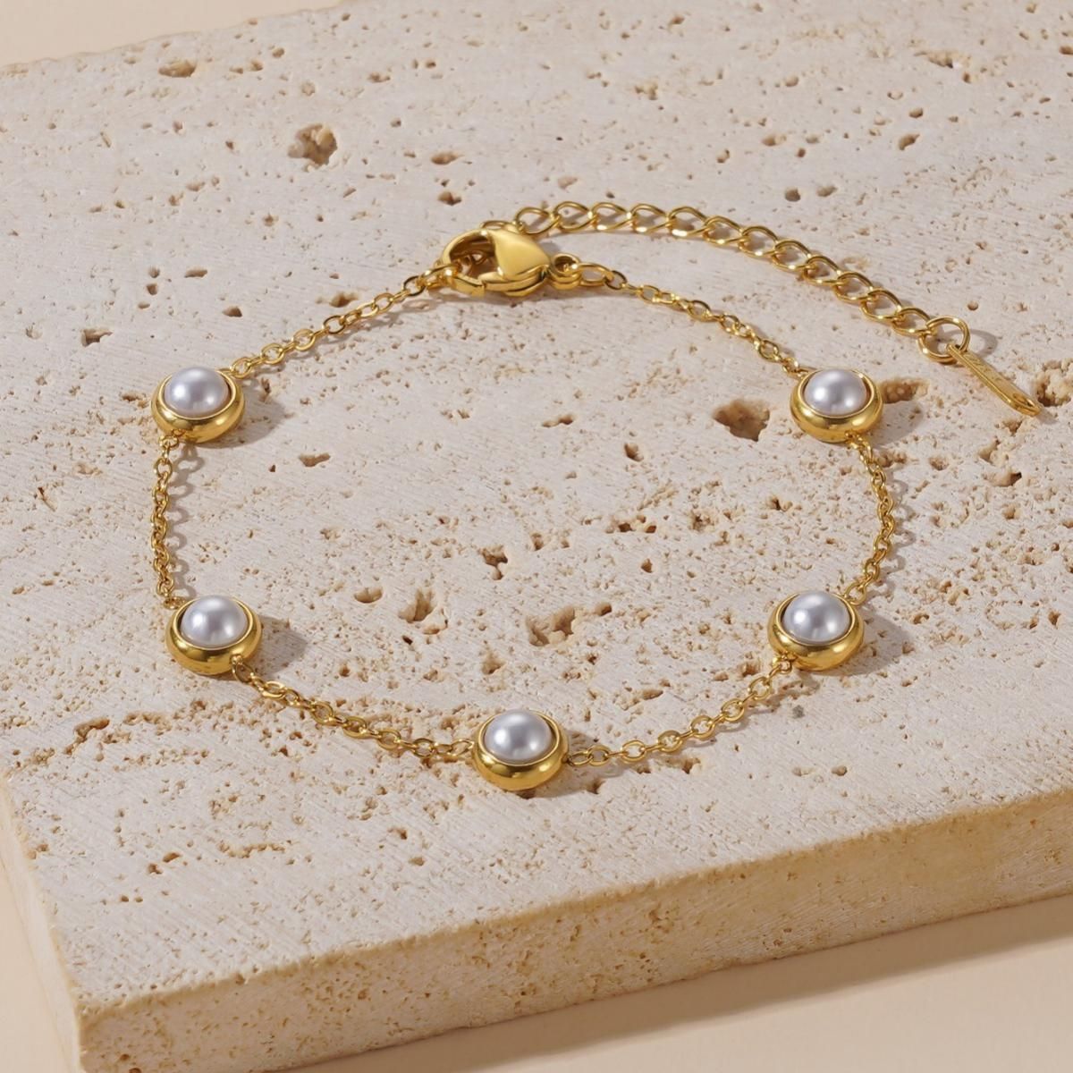 MYKI Gold-Plated Pearl Accent Minimal Bracelet | Adjustable(MKBRAD786G-SSYI)